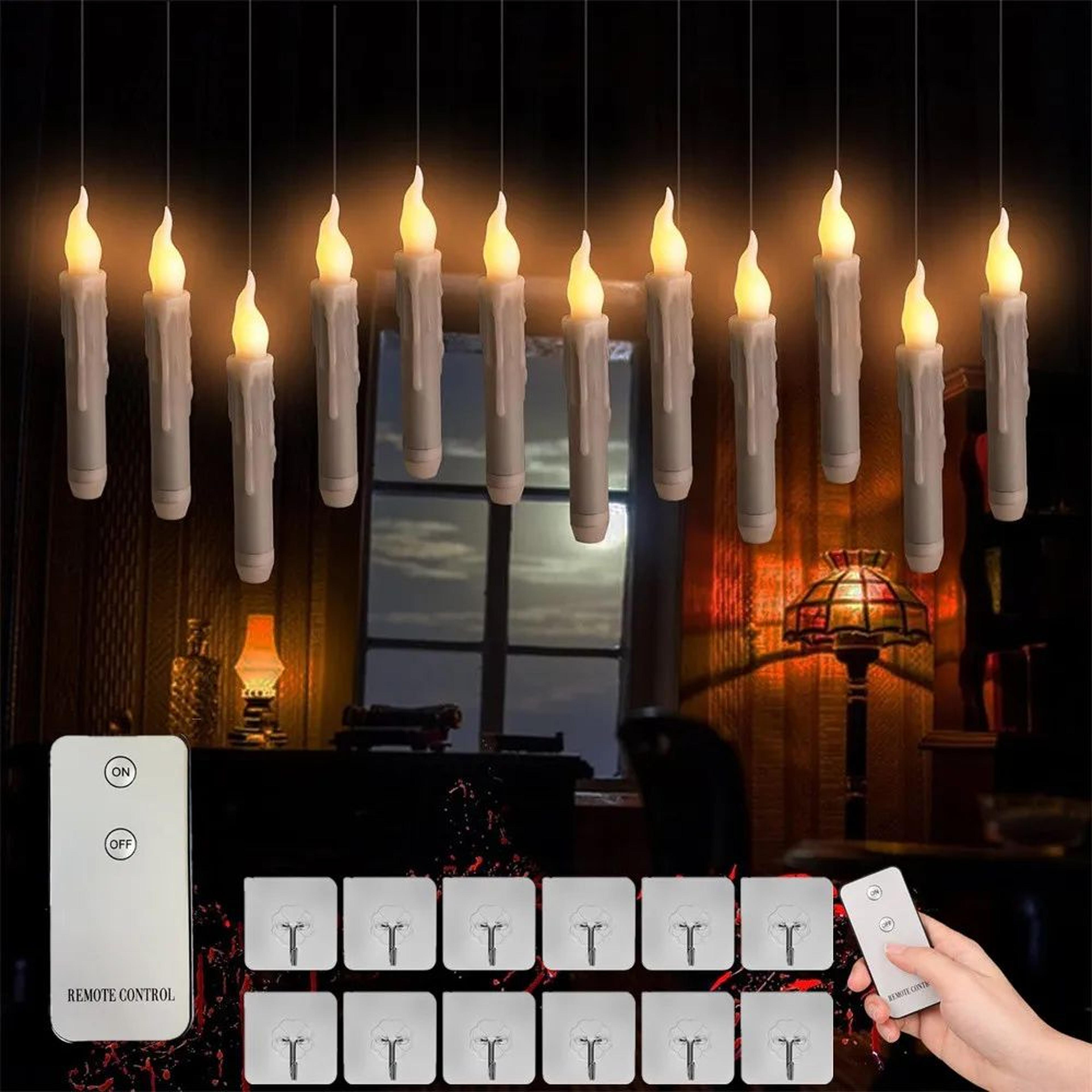 remote control led floating taper candles 12 or 24 pack flameless flickering candles for hanging holiday decor