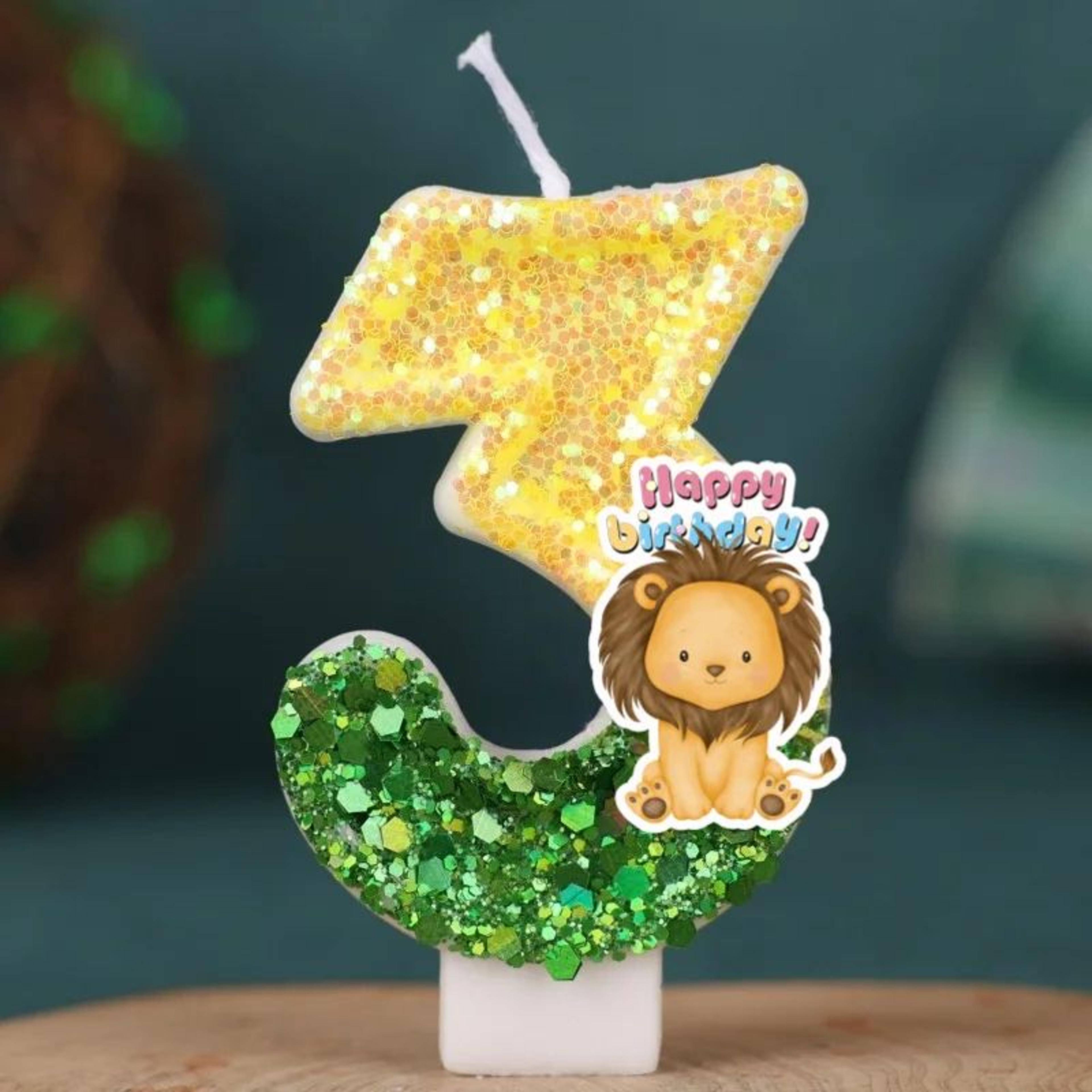 forest animal lion number birthday candle for kids cake decoration