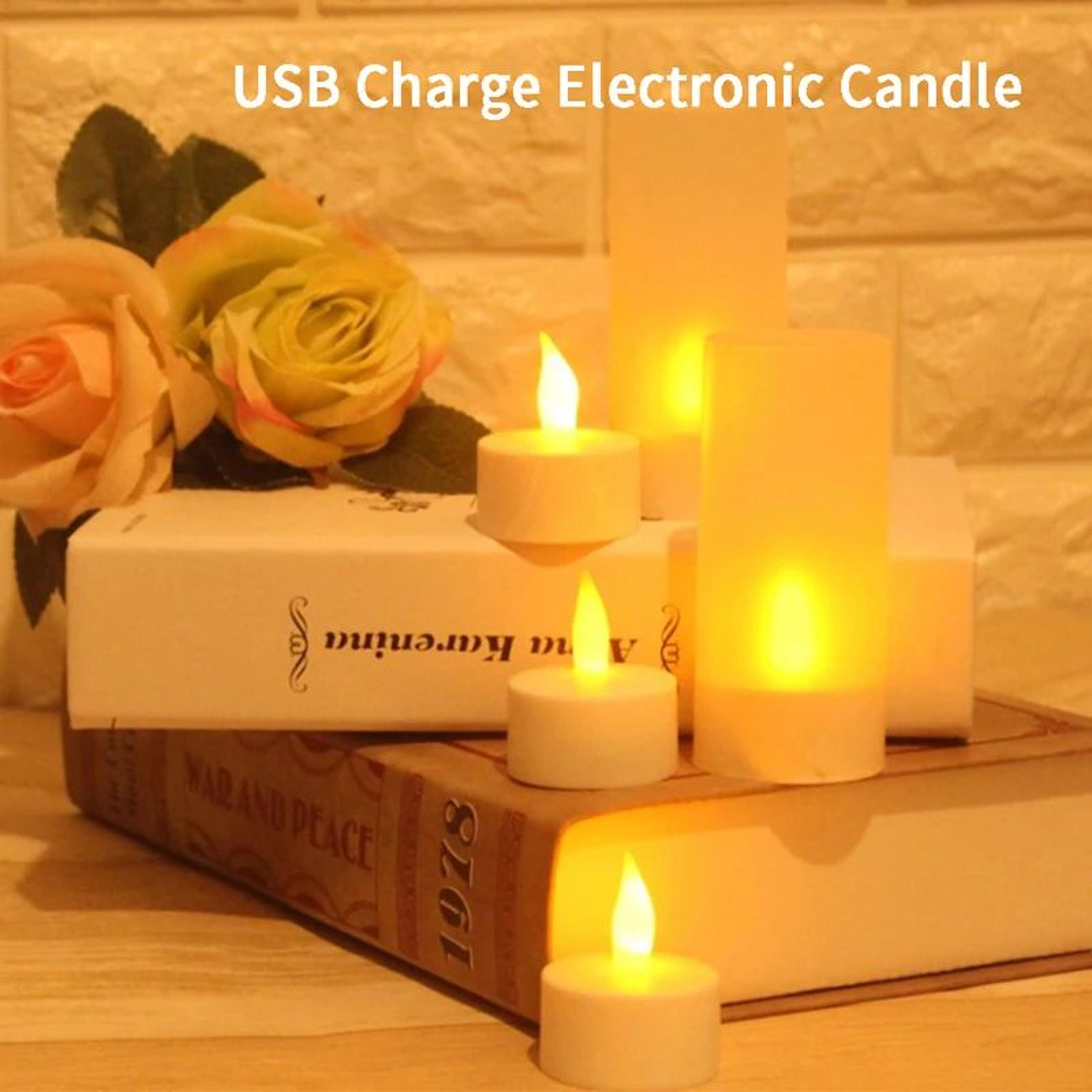 usb rechargeable tea lights flameless led candles warm flickering rechargeable candle set