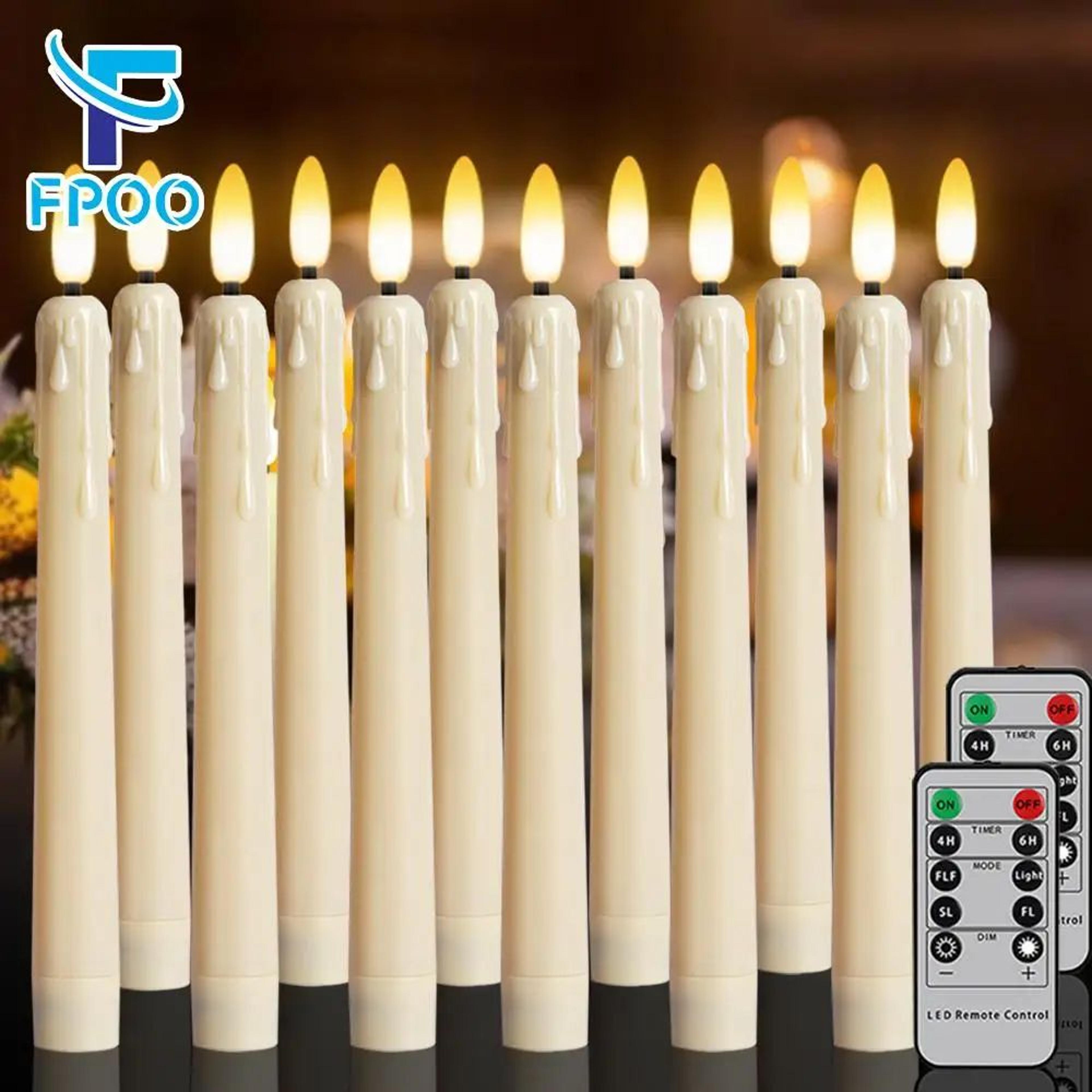 fpoo flameless taper candles with remote timer led flickering dinner candles