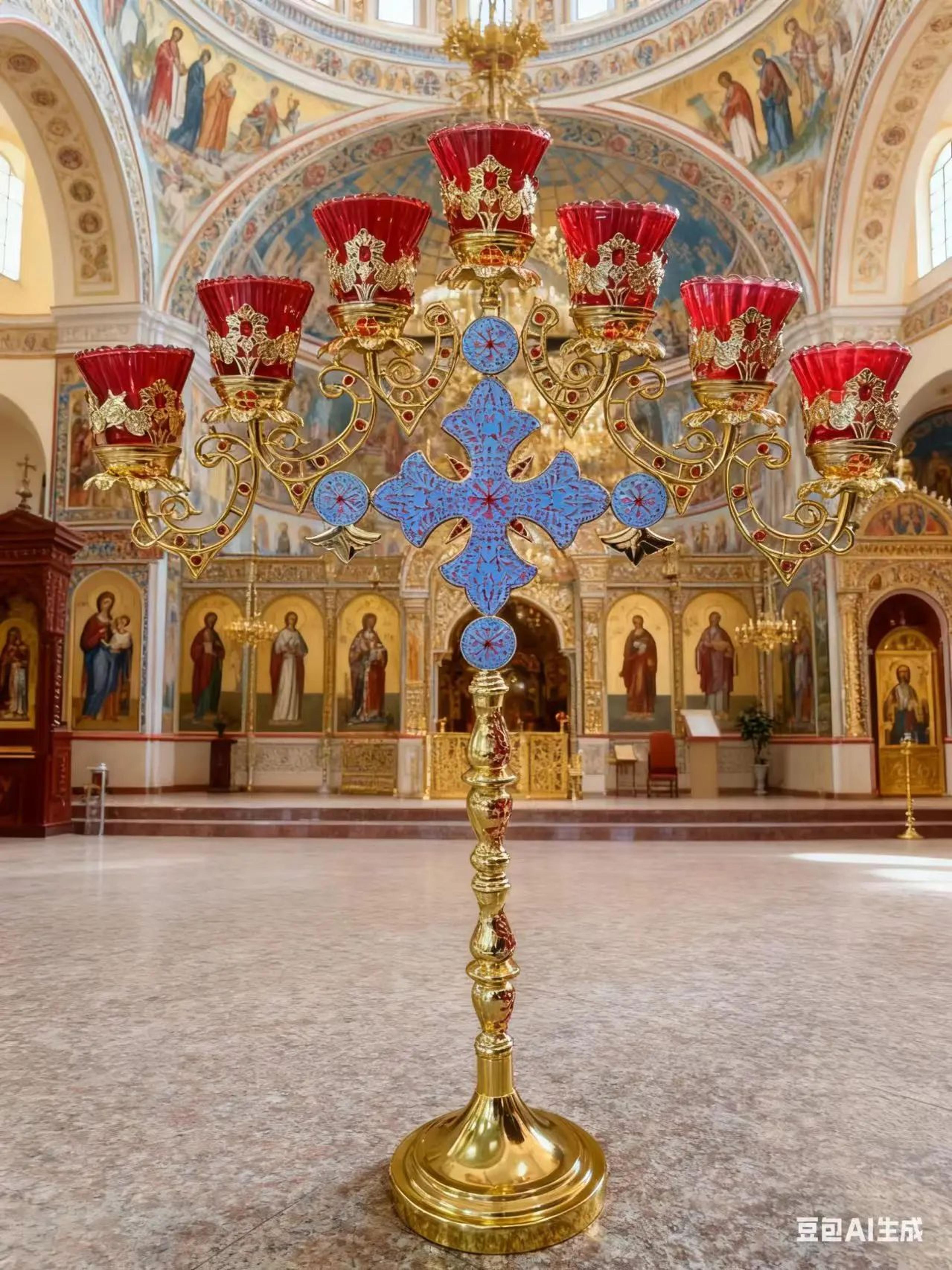 gilded orthodox church candle holder for prayer altar and religious ceremonies