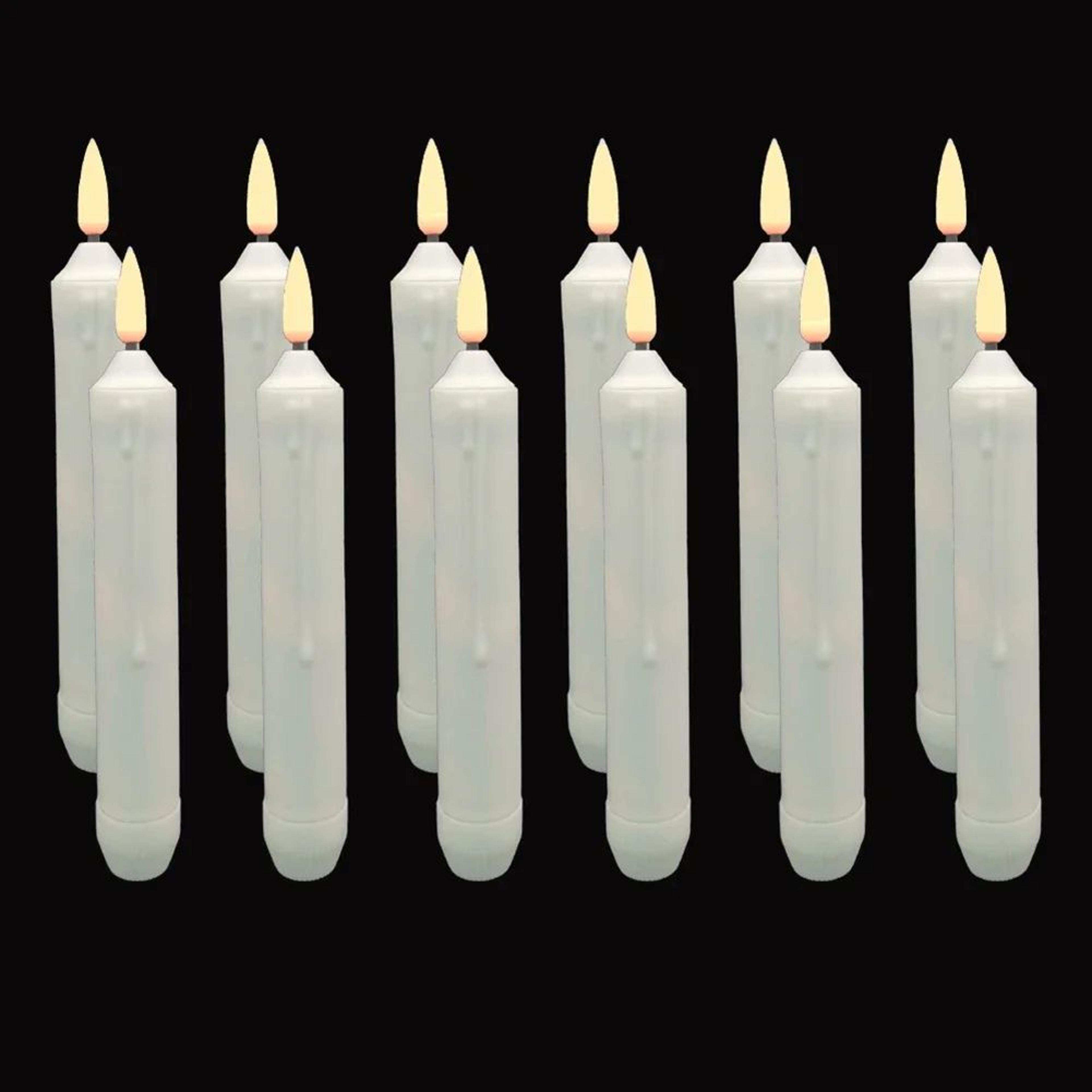6 piece led flameless taper candles with 3d flickering wick battery operated for wedding and home decor