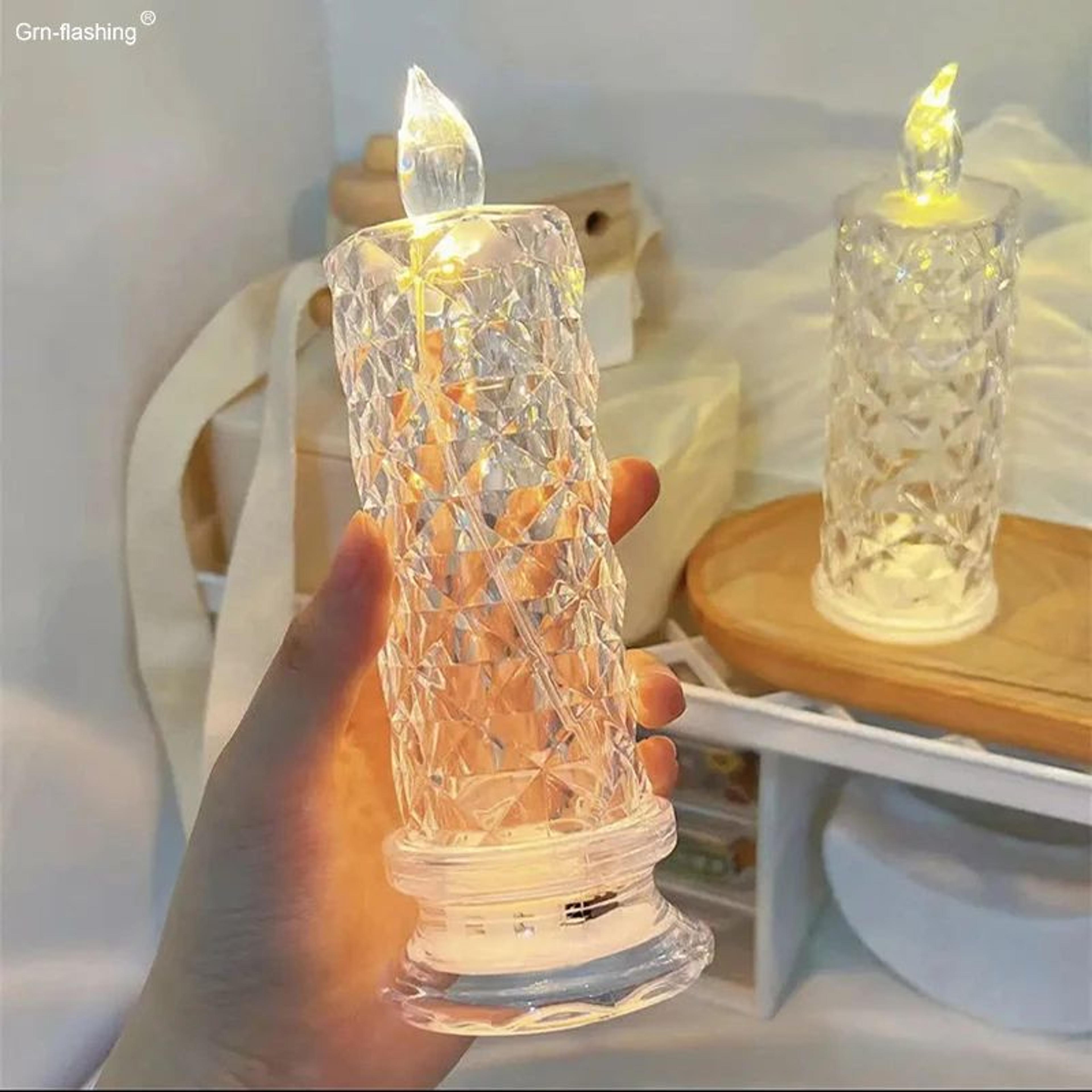 crystal rose projection led ambient lamp battery operated flameless candle for romantic home decor