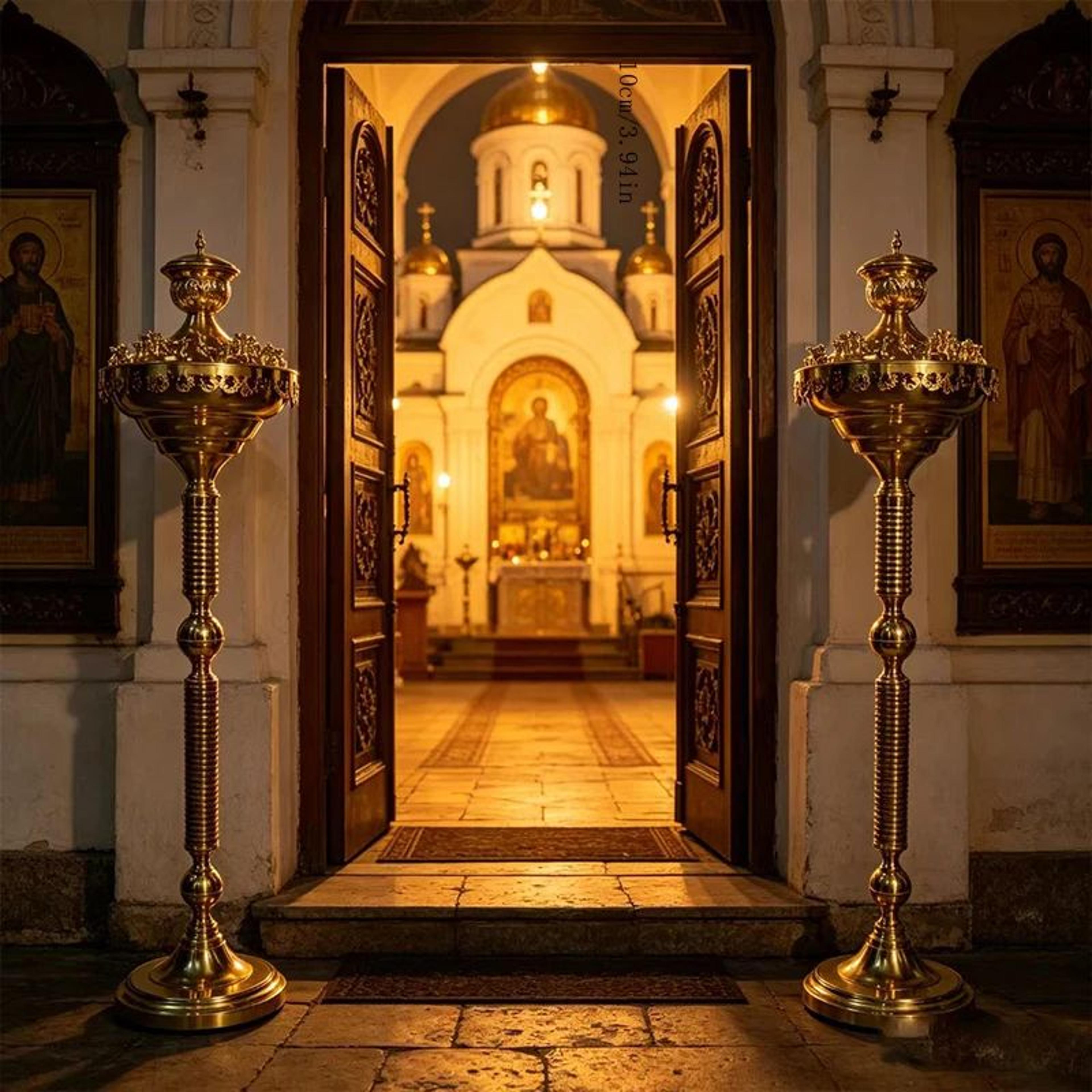 120cm orthodox church candle holder gold plated 20-light church floor candle stand for altar
