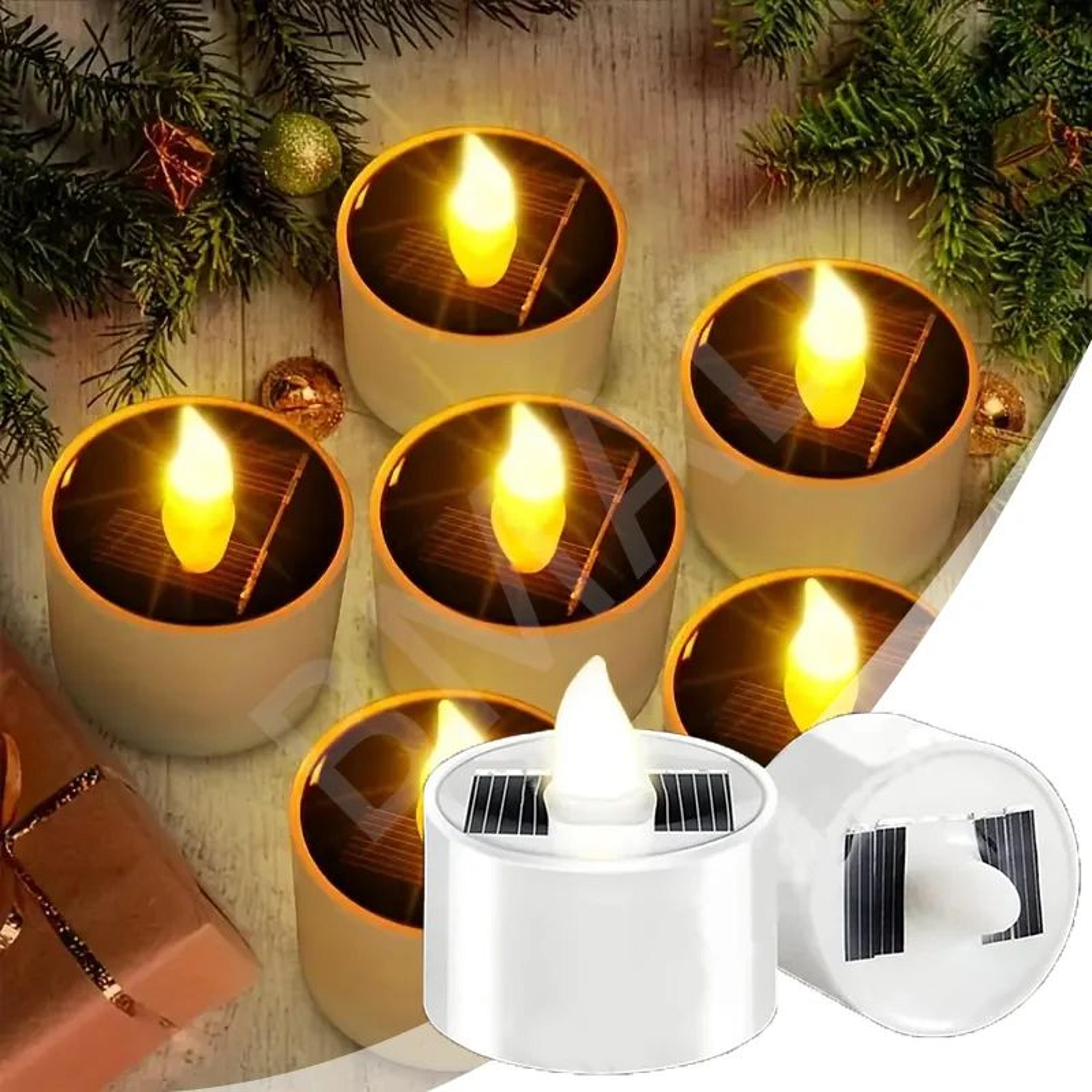 solar tea light candles waterproof rechargeable flameless outdoor led candles for garden and patio decor