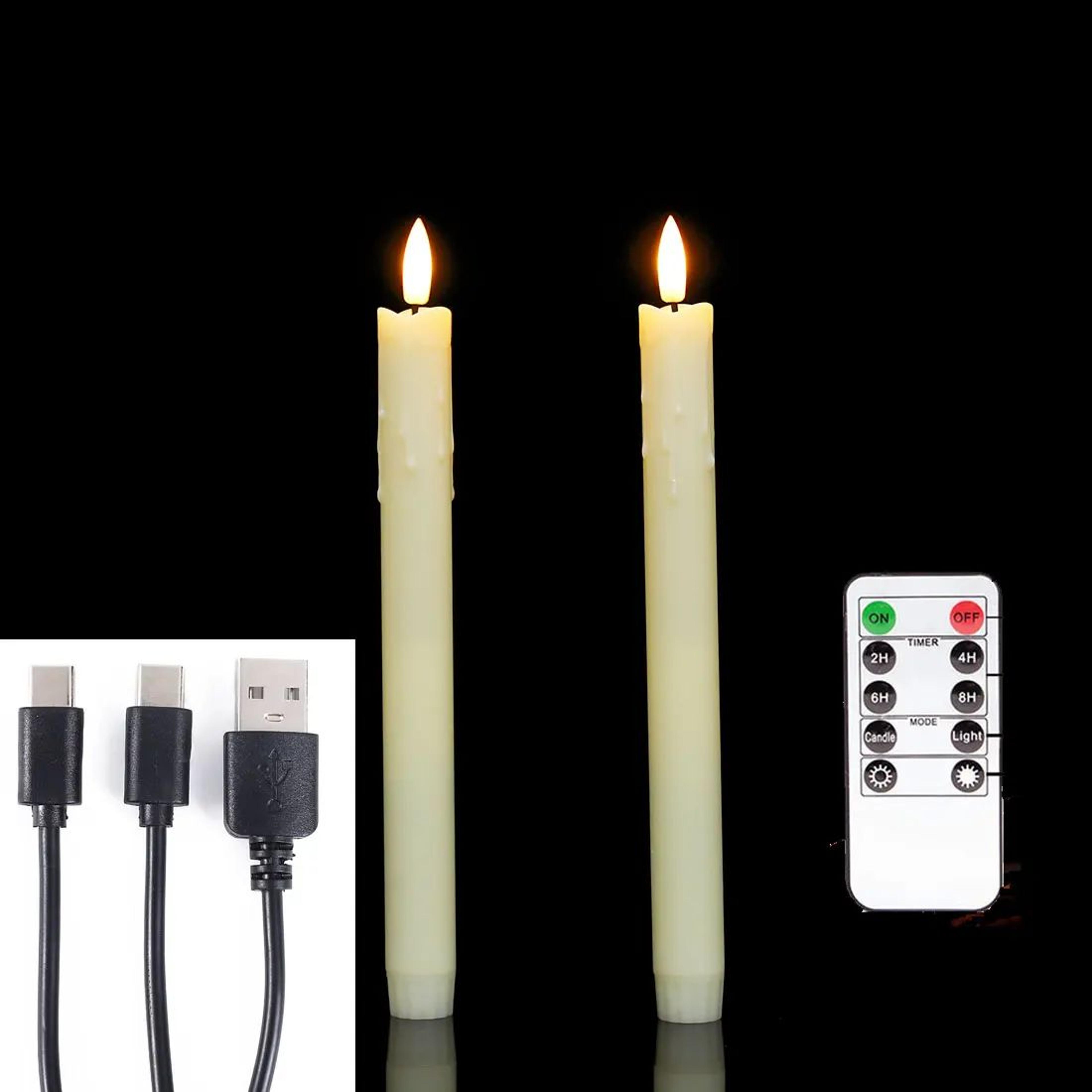 usb rechargeable flameless taper candles with remote 10 inch led window candles 2 pack