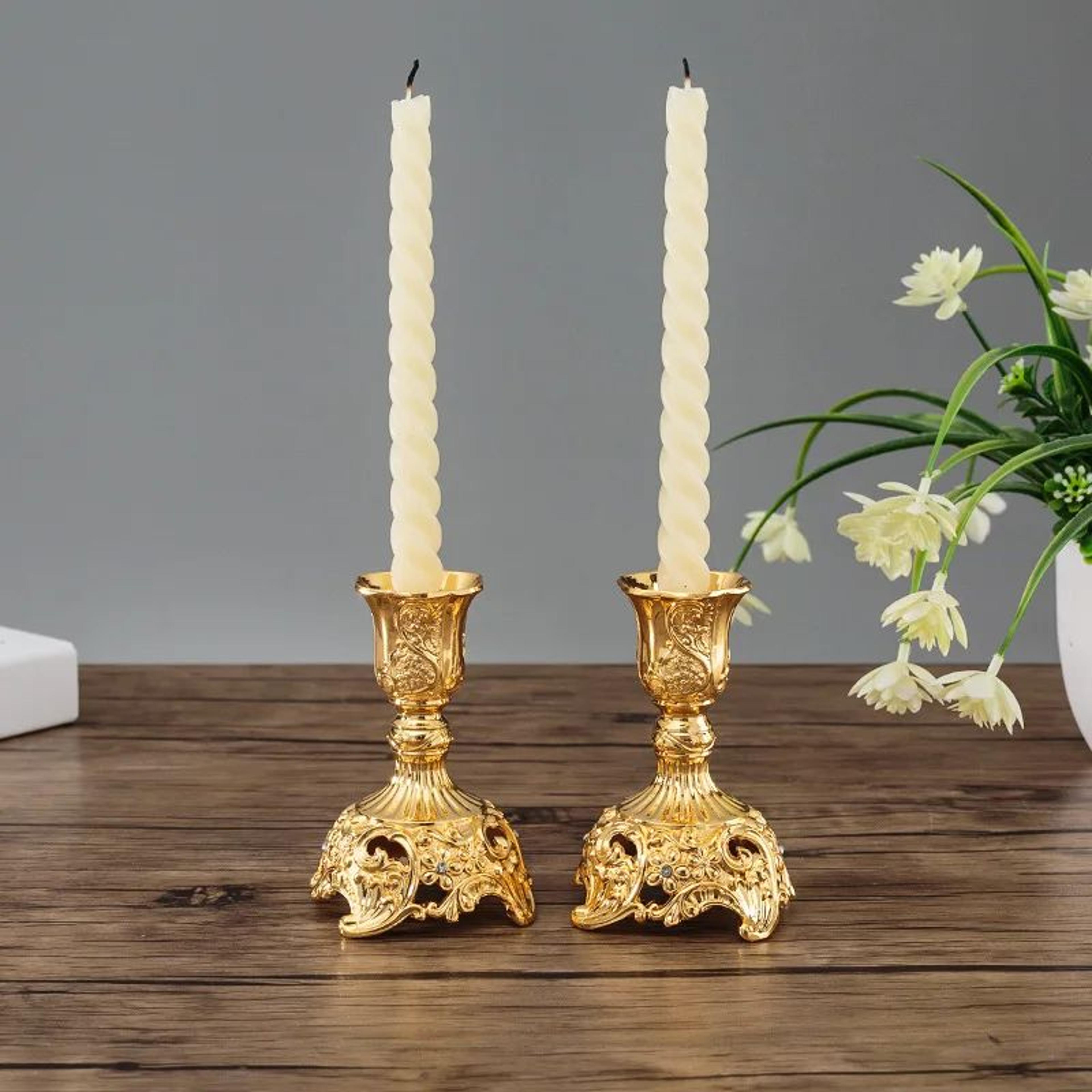 2 pack gold candle holder metal taper candle stands for wedding table centerpieces and home decor