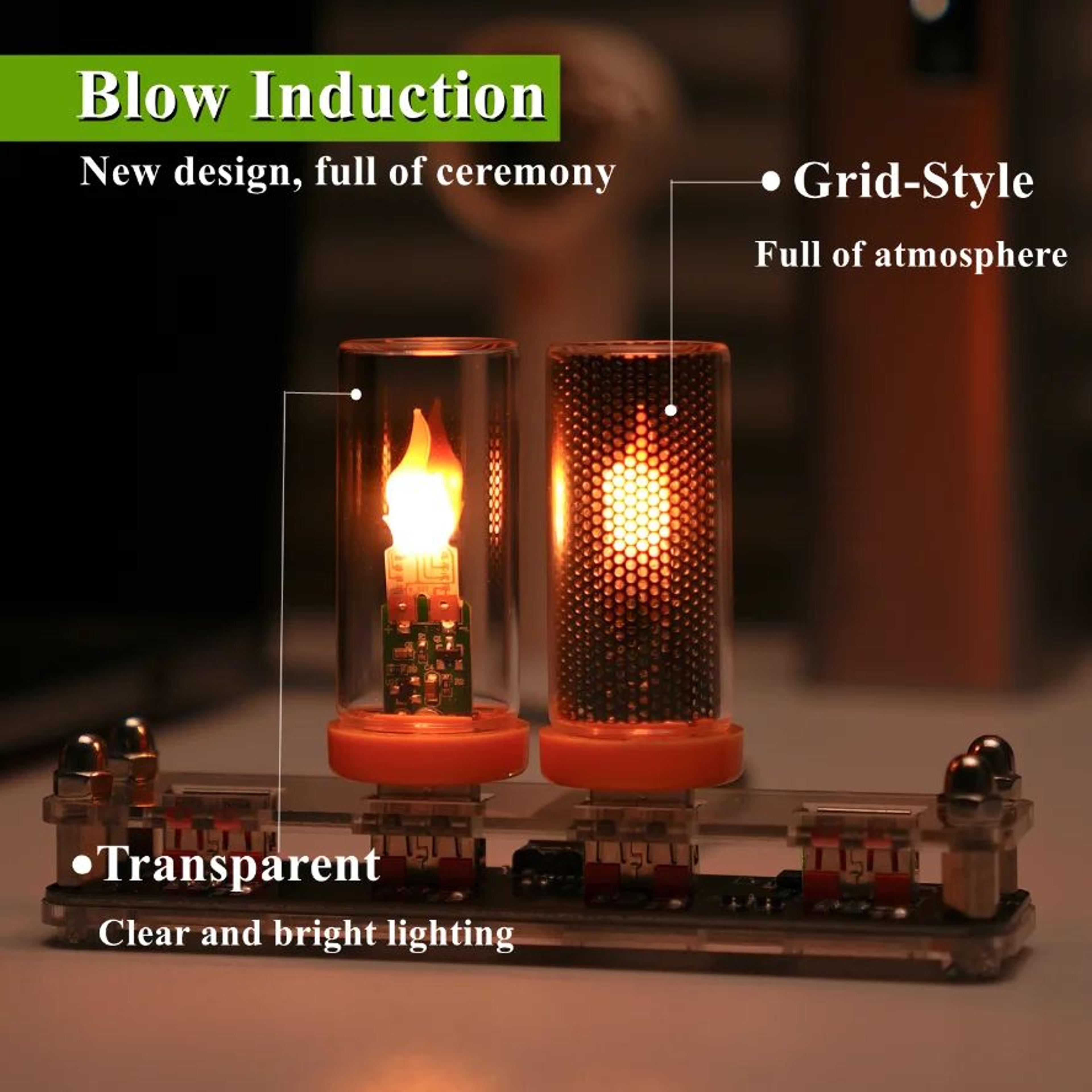 usb led flame lamp blow-control candle night light with frosted glass for car, home & desk