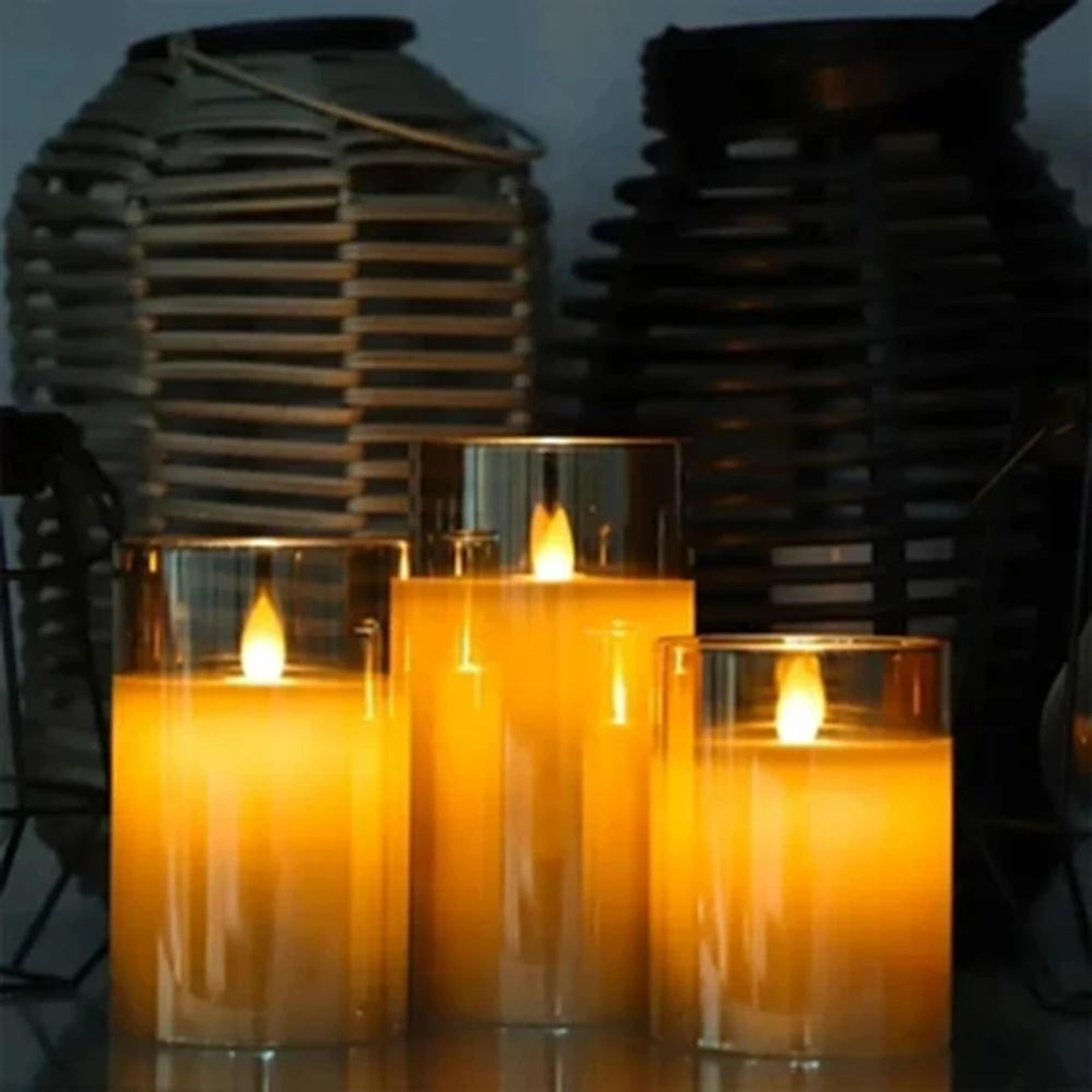 3-piece led flameless candle set with remote control and realistic flickering candles for home decor