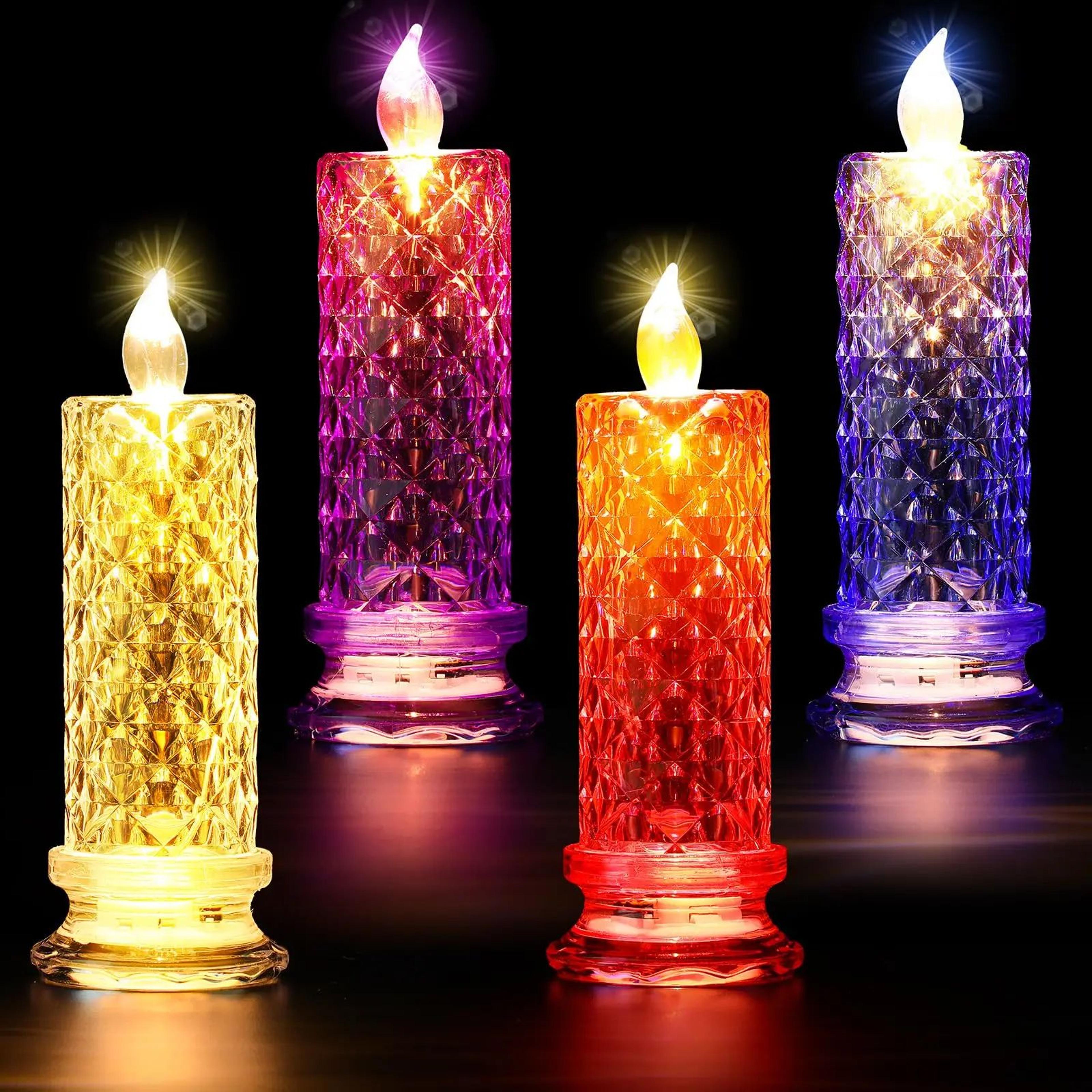 rose shadow flameless led candles battery operated romantic pillar lights for wedding, valentine's day & home decor