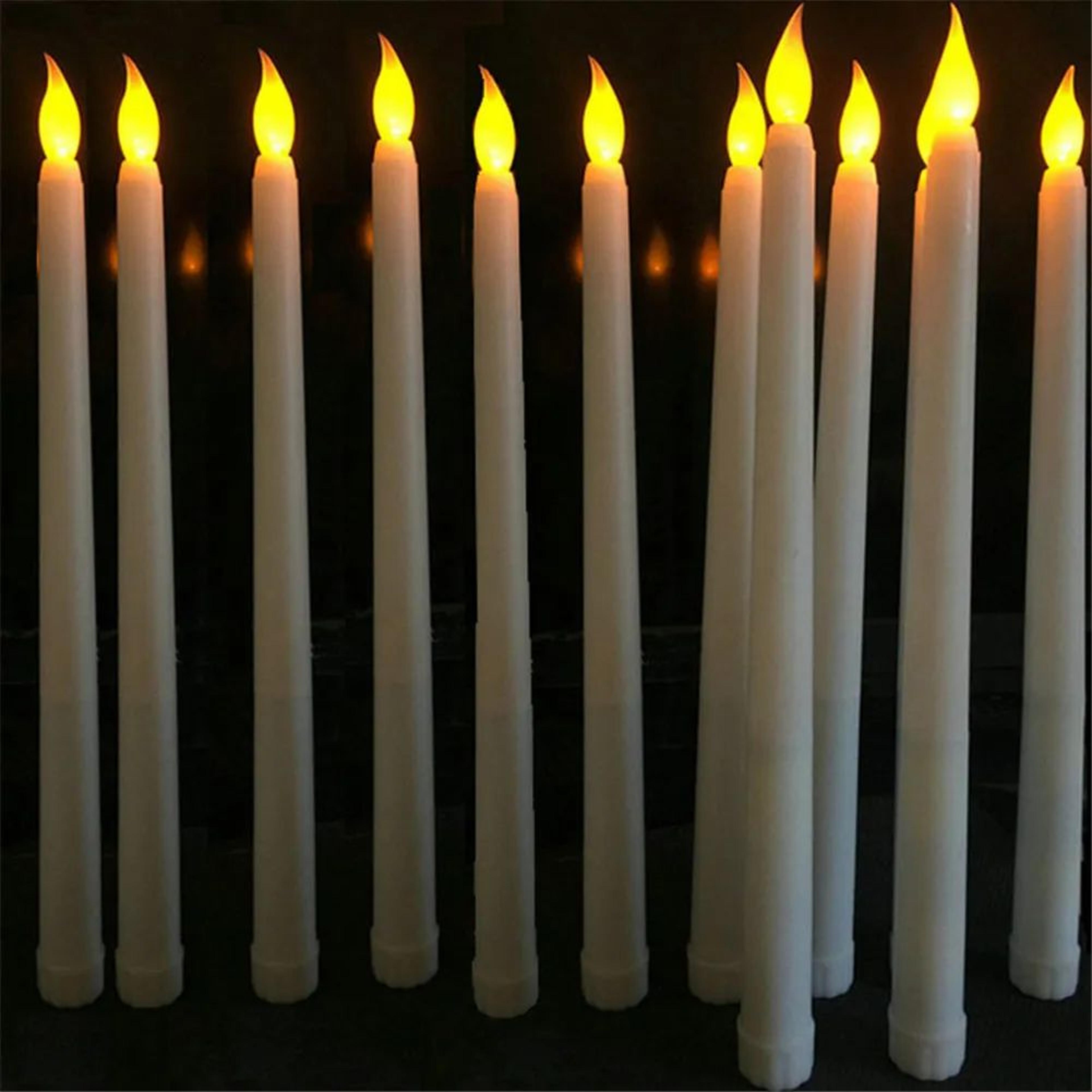 white flameless led taper candles battery operated warm glow decorative candles set 3 6 12 pieces