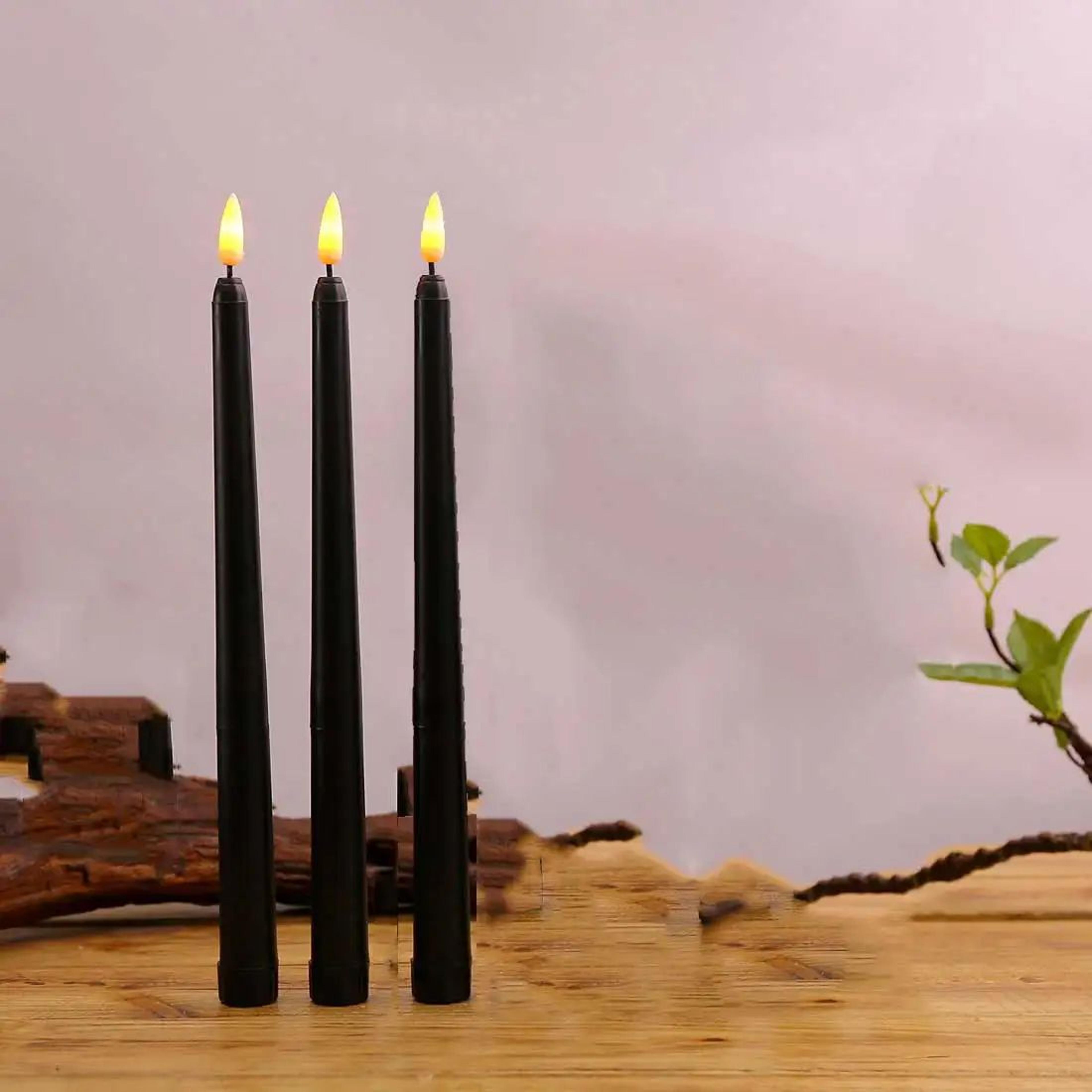 11 inch halloween flameless led taper candles black battery operated candles 3 or 4 pieces