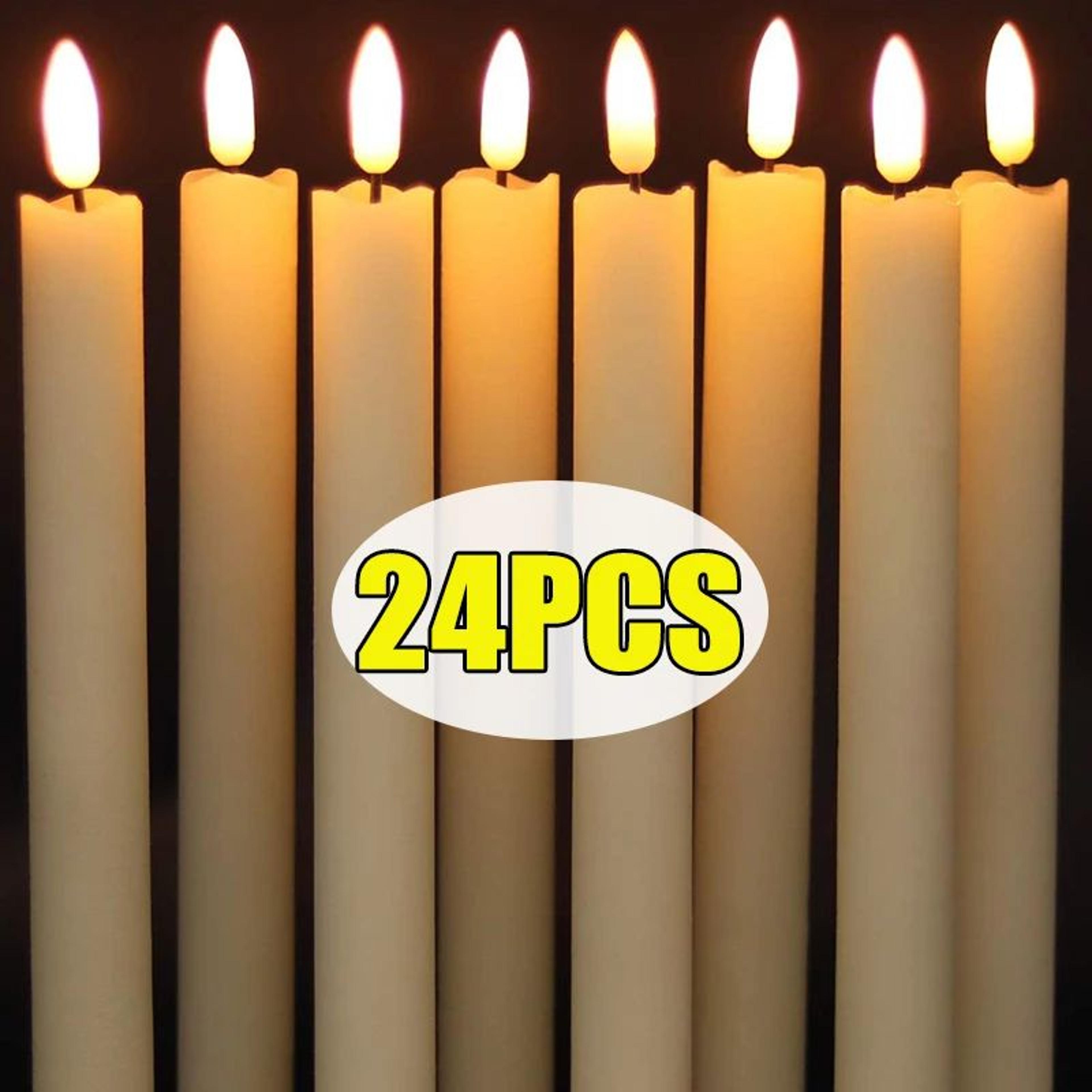 battery operated flameless taper candles with 3d wick for christmas windows 1 or 24 pieces