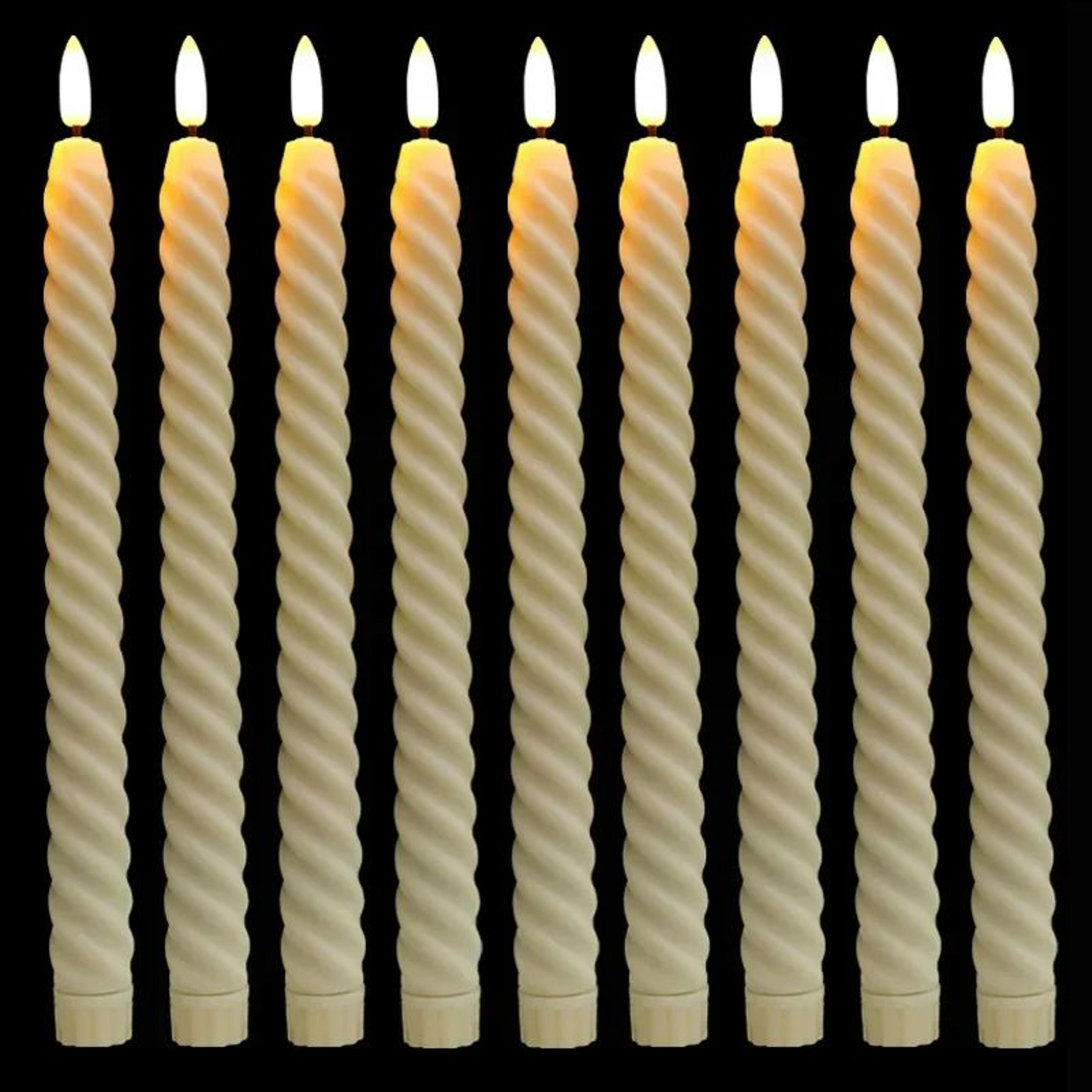 3 piece flameless taper candles battery operated with 3d flickering flame for wedding and home decor
