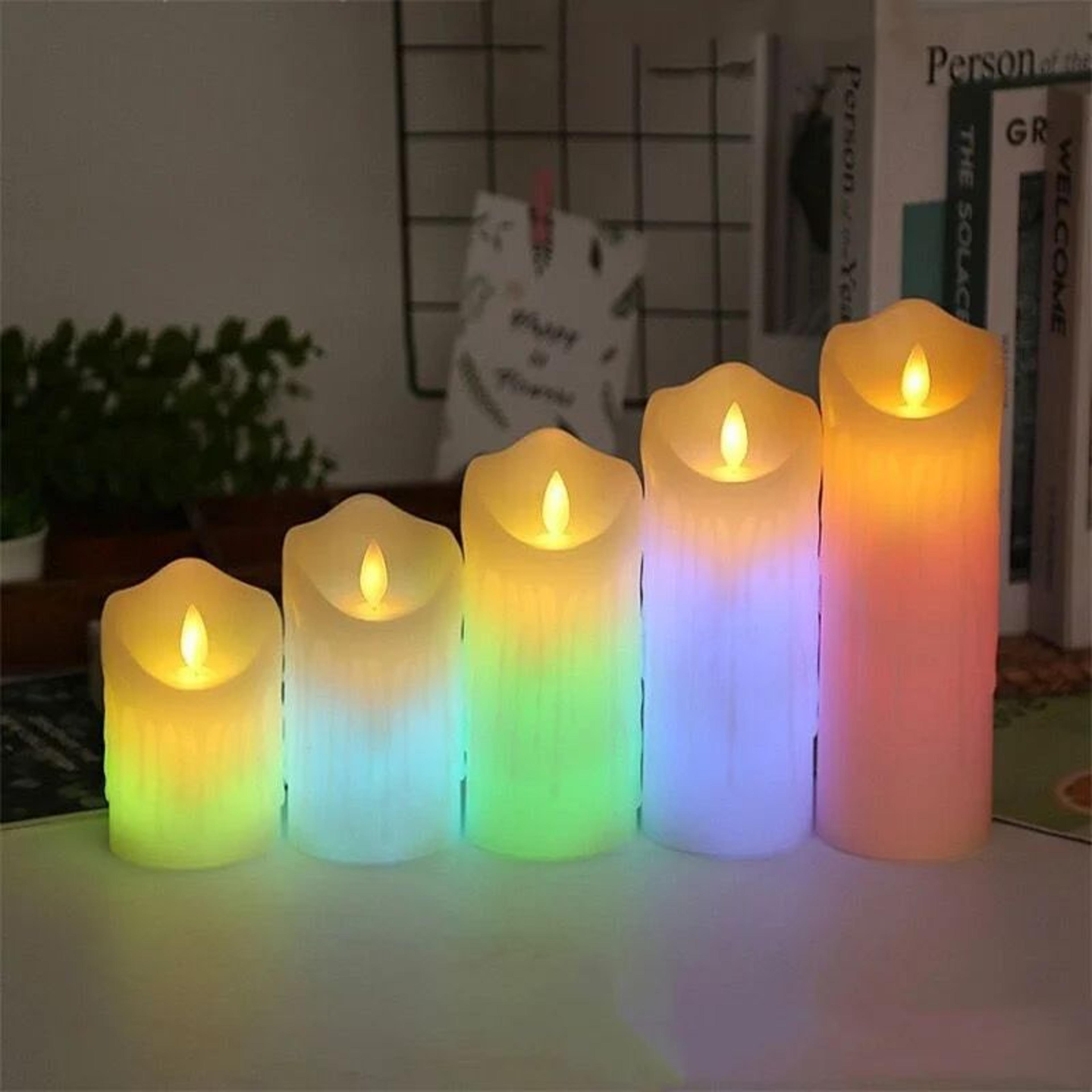 usb rechargeable rgb flameless pillar candle with remote control and dancing wick