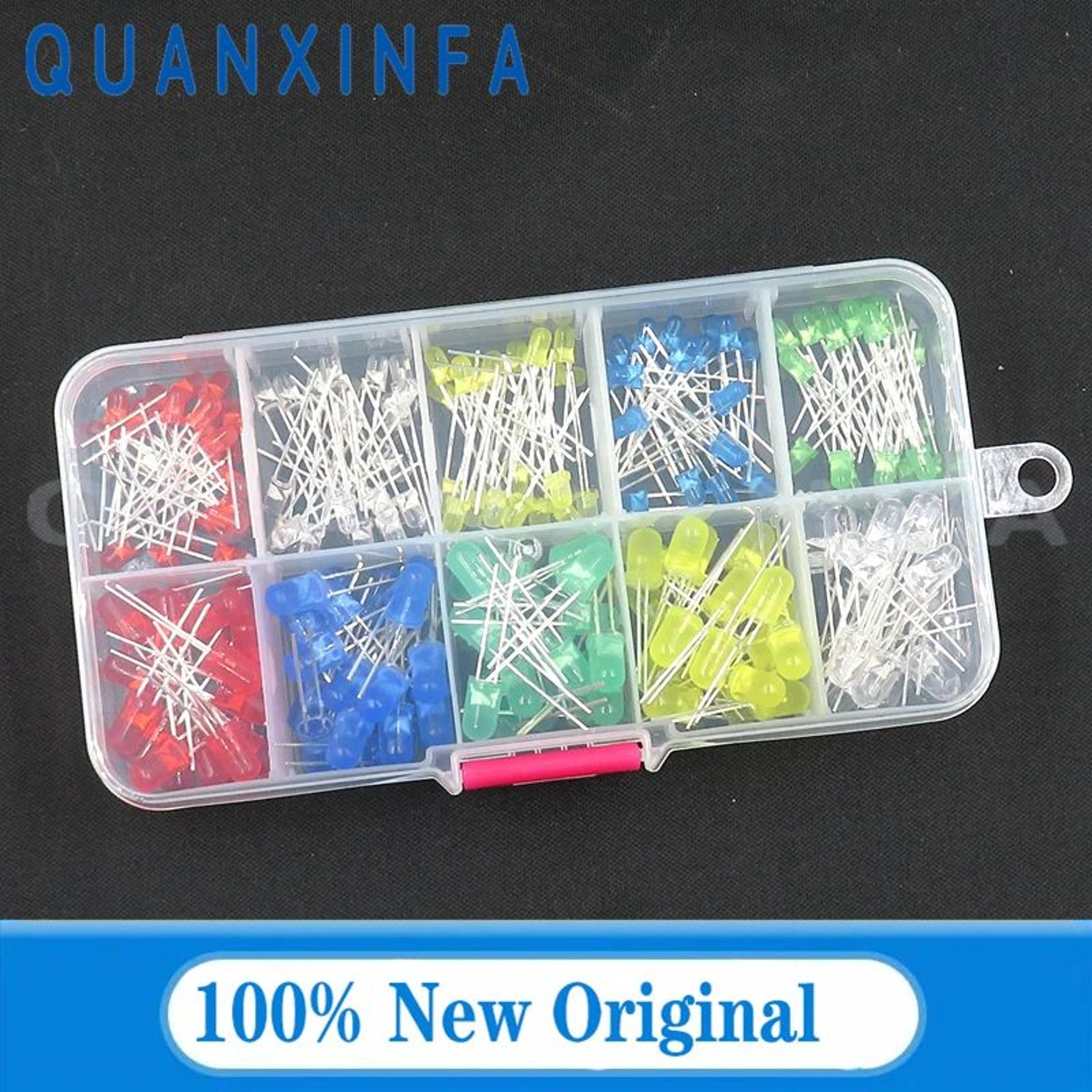 100pcs led assortment kit 3mm & 5mm super bright round leds in 5 colors for diy electronics