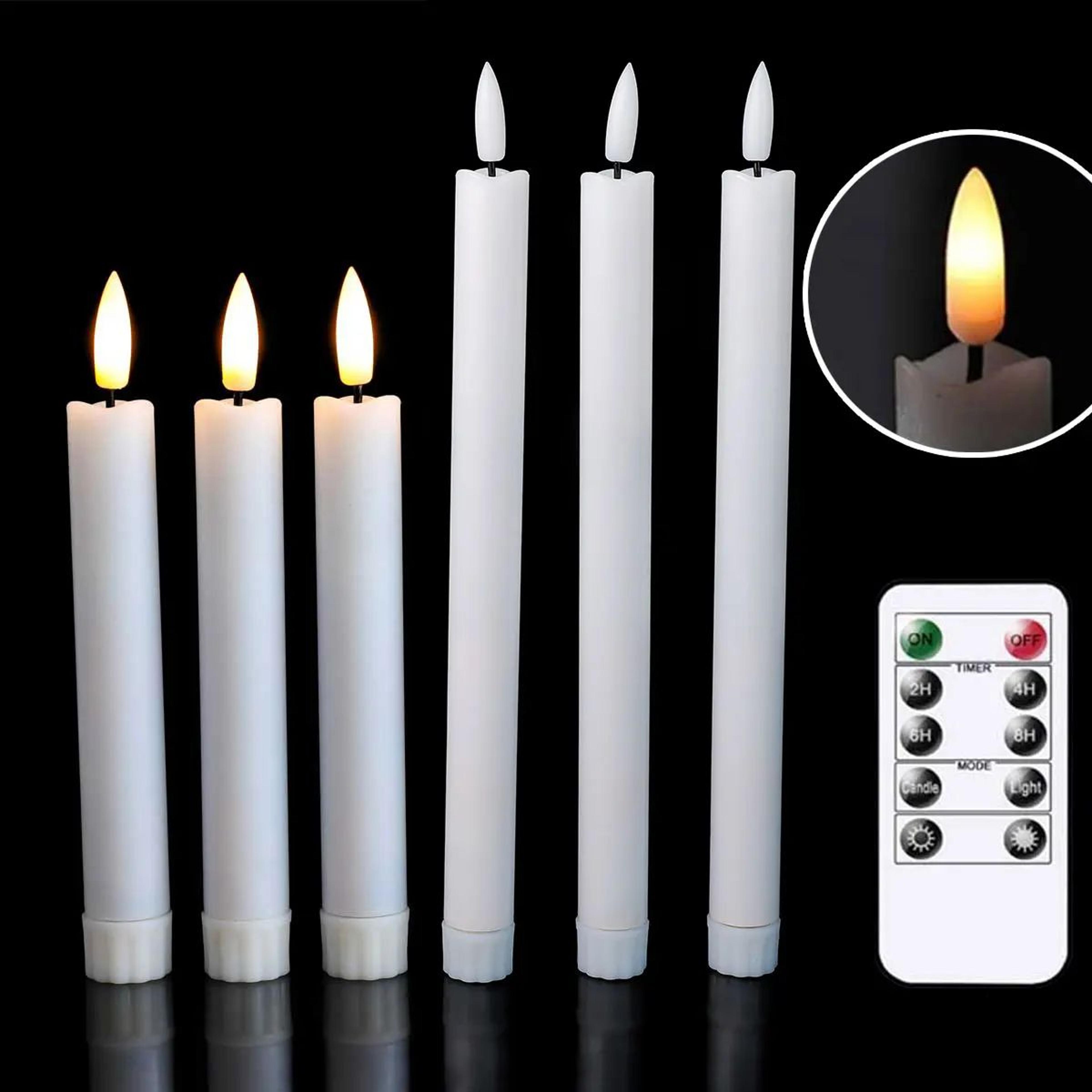 remote control flameless led taper candles set 3 or 6 pieces 6.5 to 11 inch