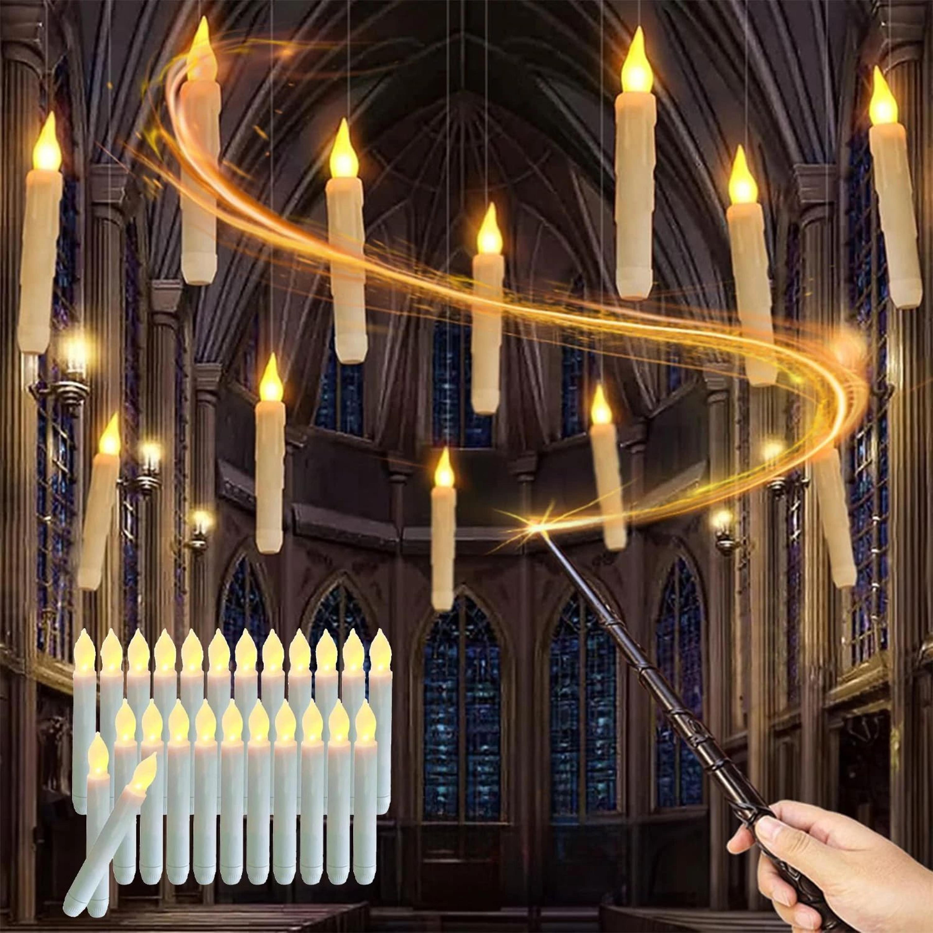 magic floating led candles with wand remote flameless flickering hanging decor