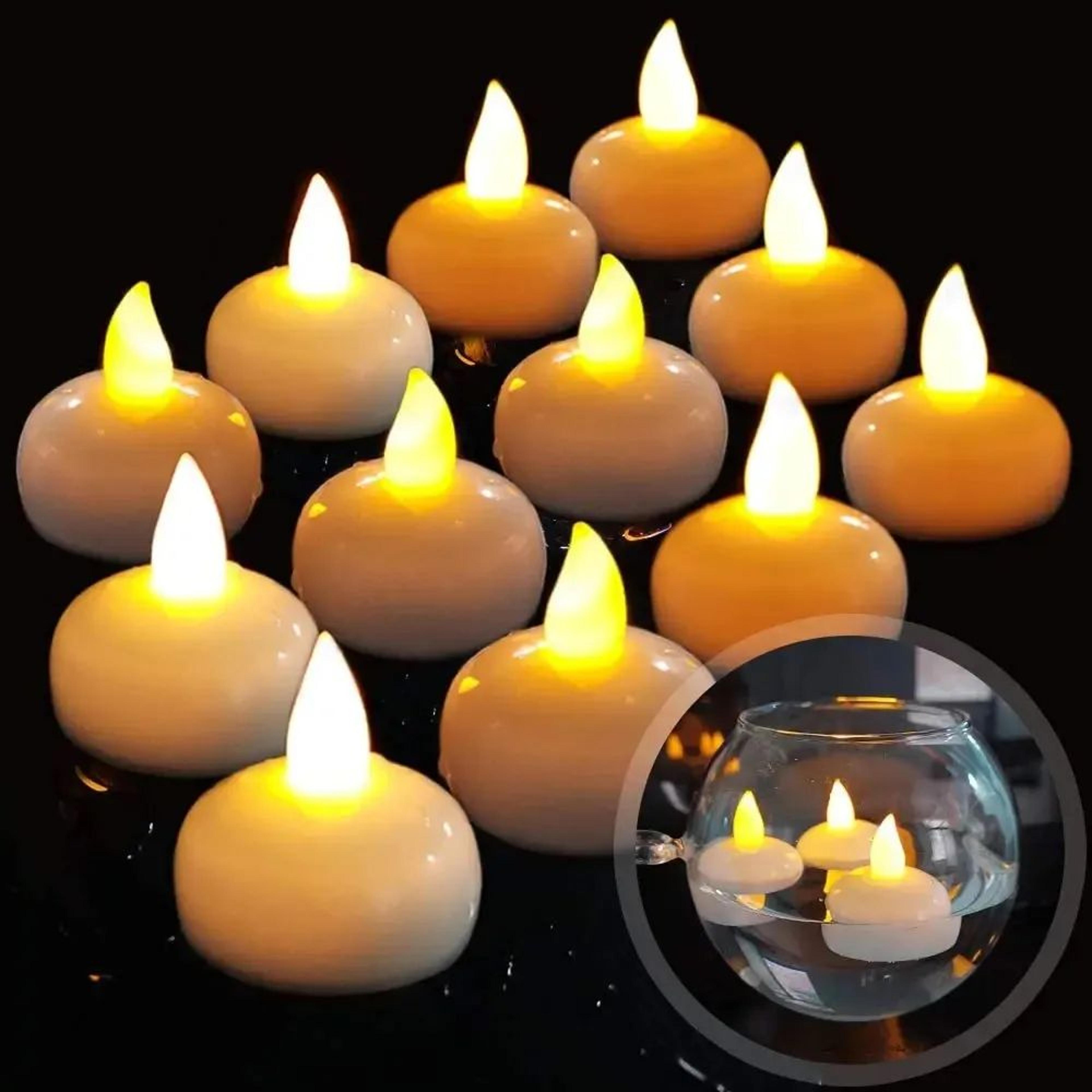waterproof floating led candles flameless flickering tea lights for pool wedding and table decor 12 or 36 pack