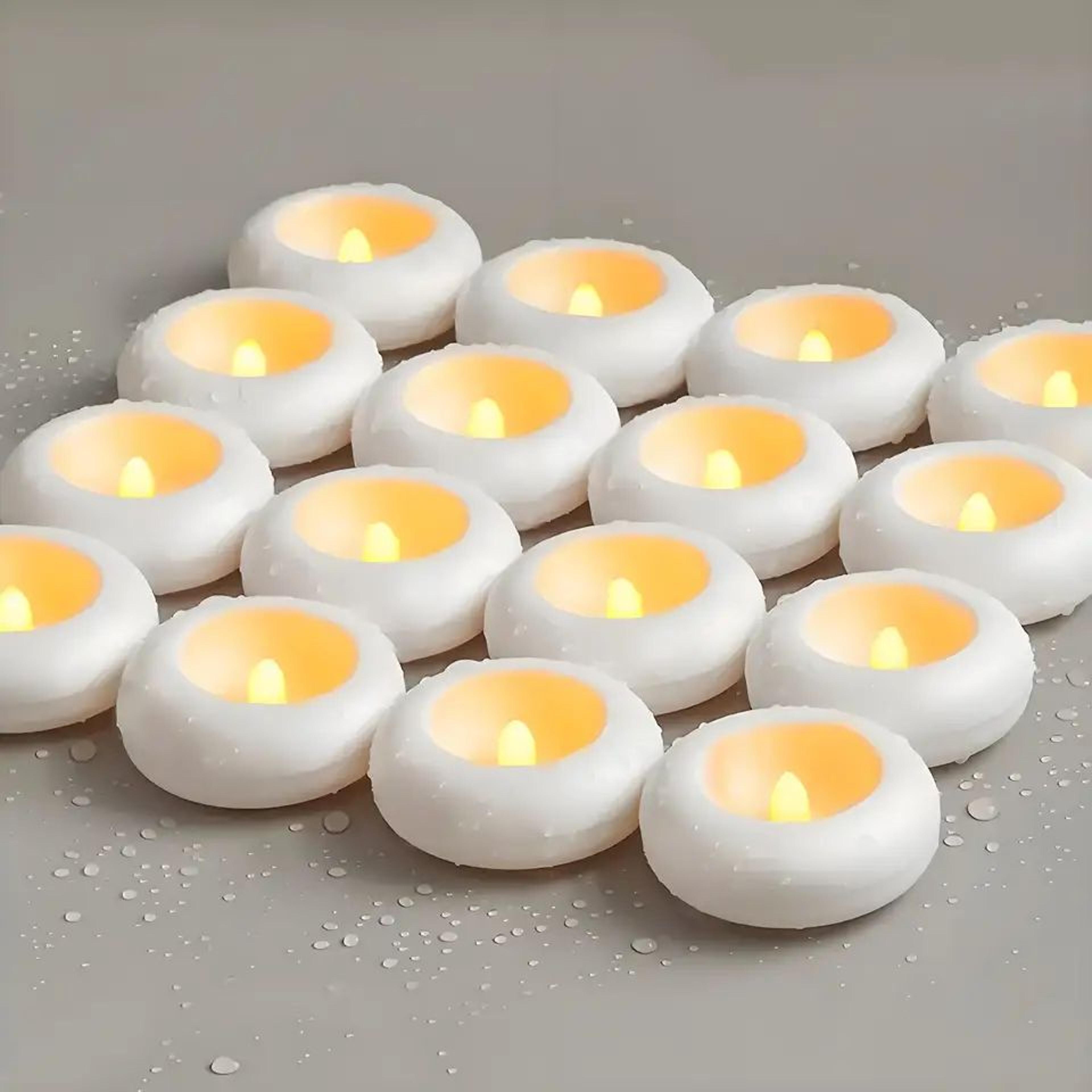 waterproof floating led candles flickering flameless tea lights set for pool bath wedding decor