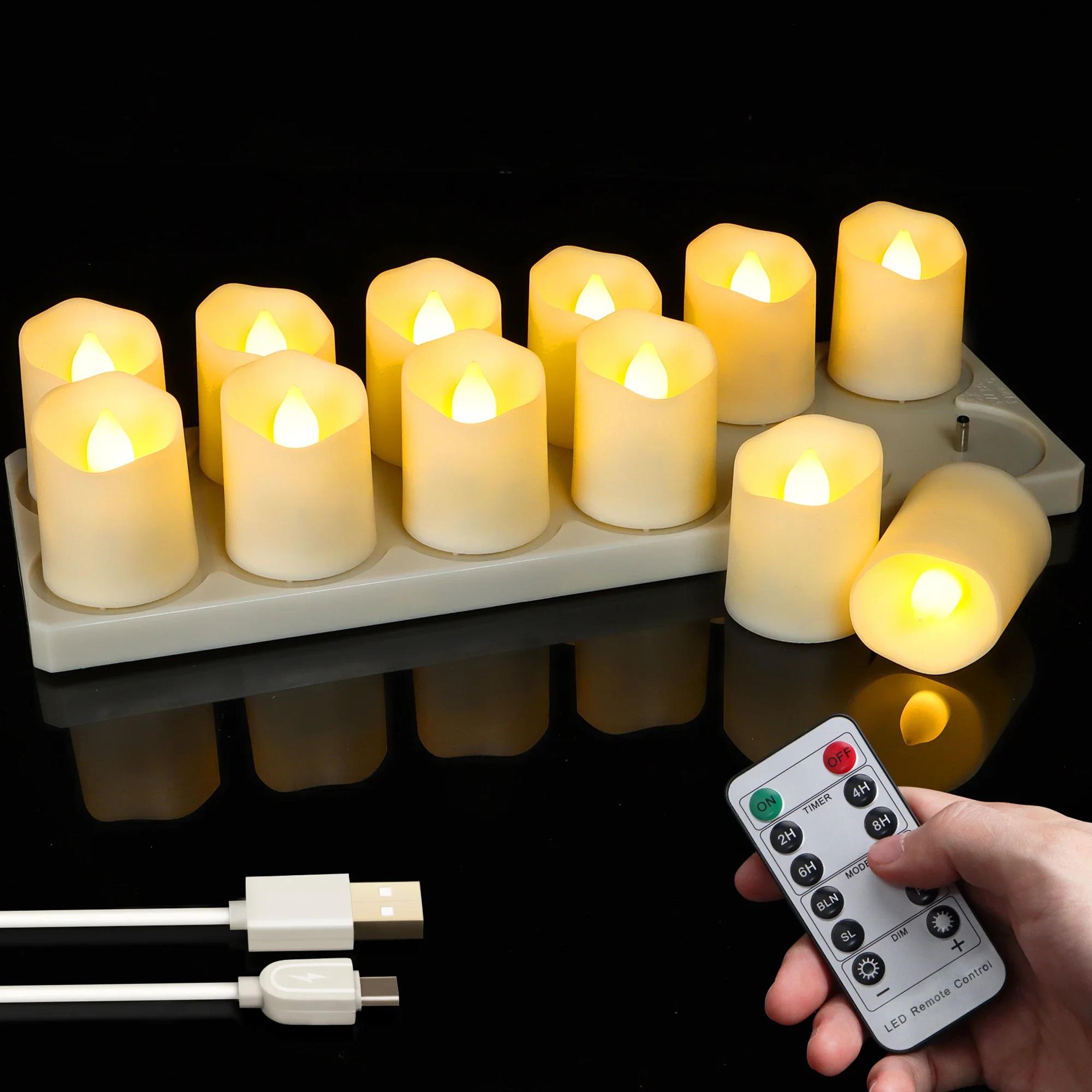rechargeable led tea lights with remote and timer, flameless candles for home wedding holiday decor