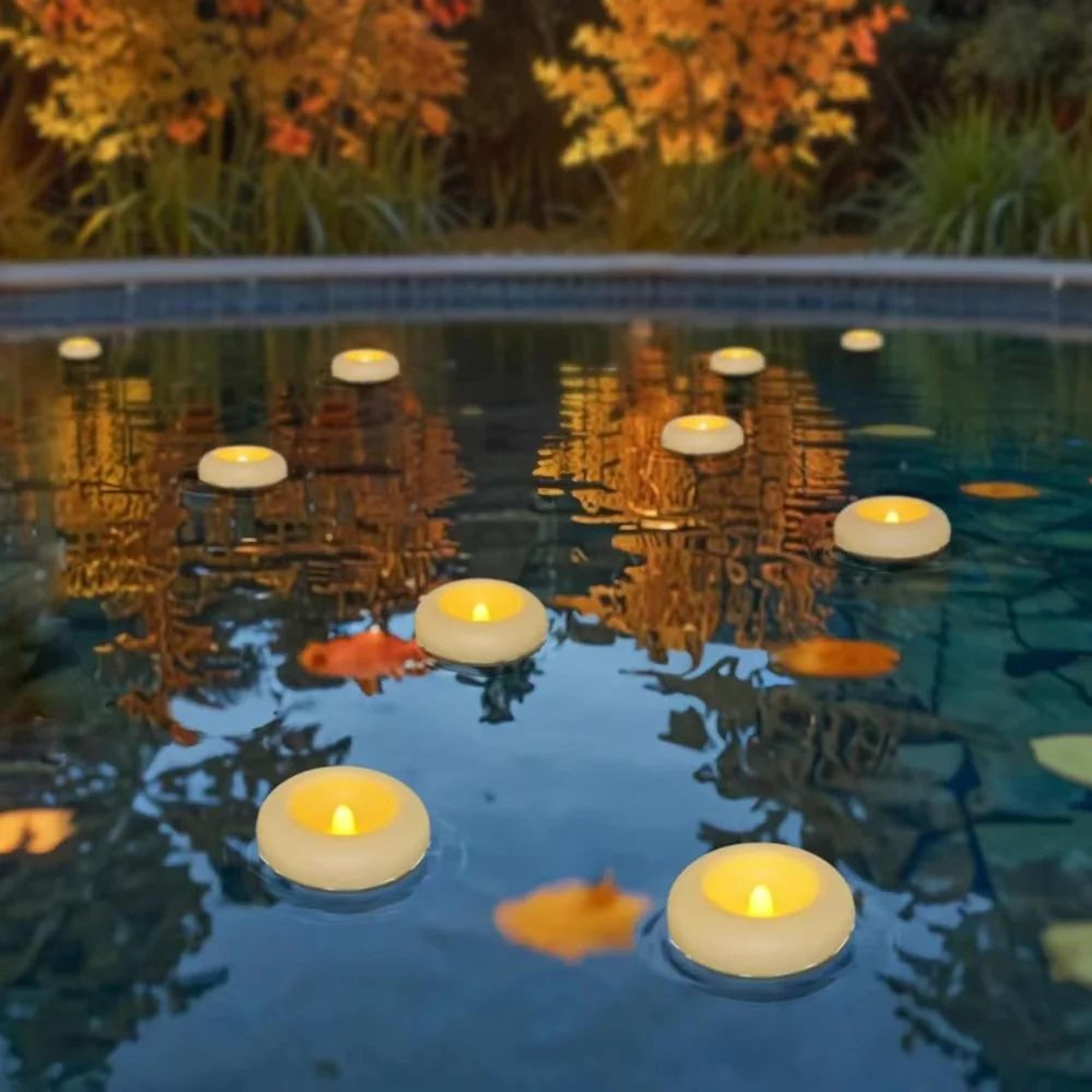 waterproof floating led candles with realistic flickering flameless tealights