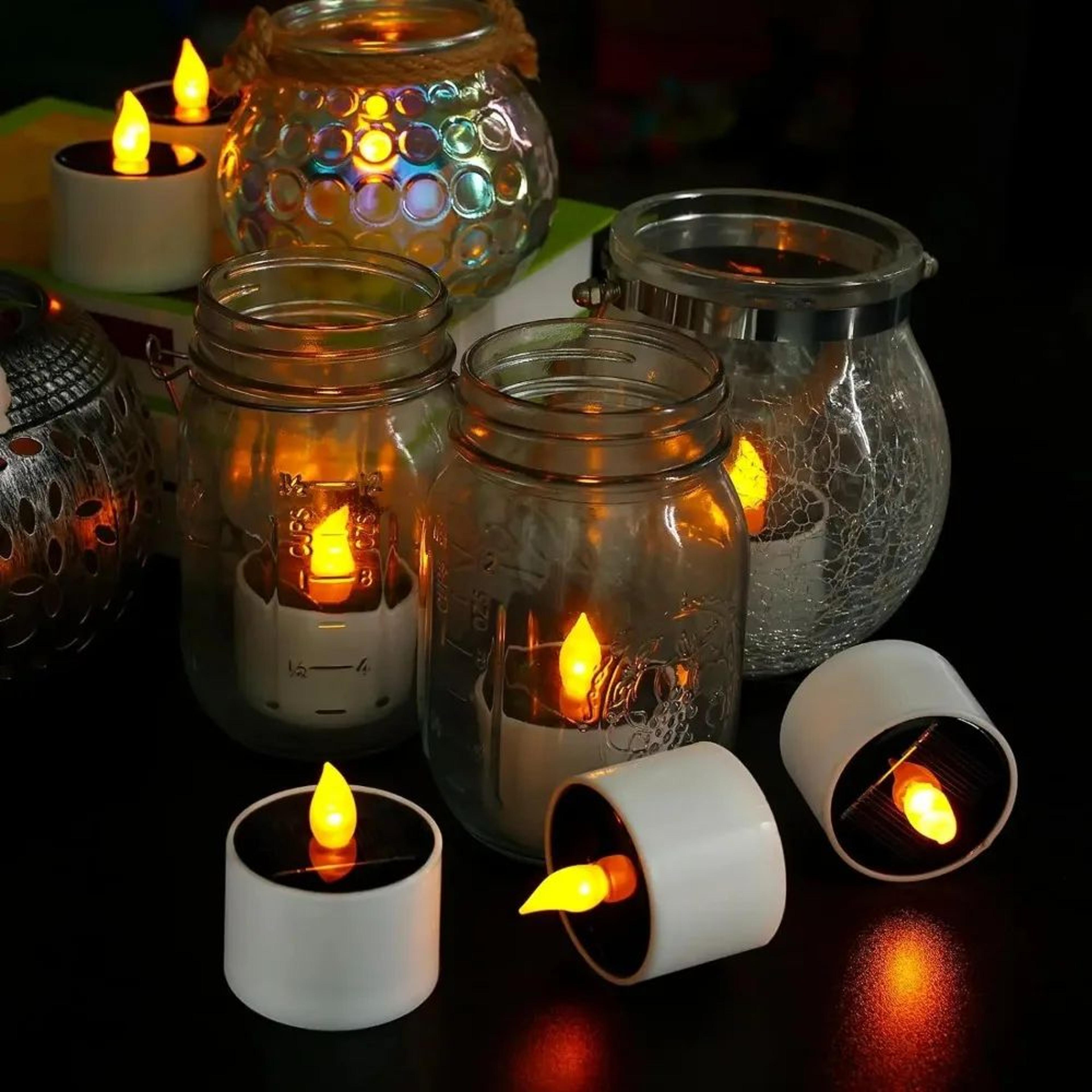 6pcs solar tea lights waterproof flameless led candles for garden and outdoor decor