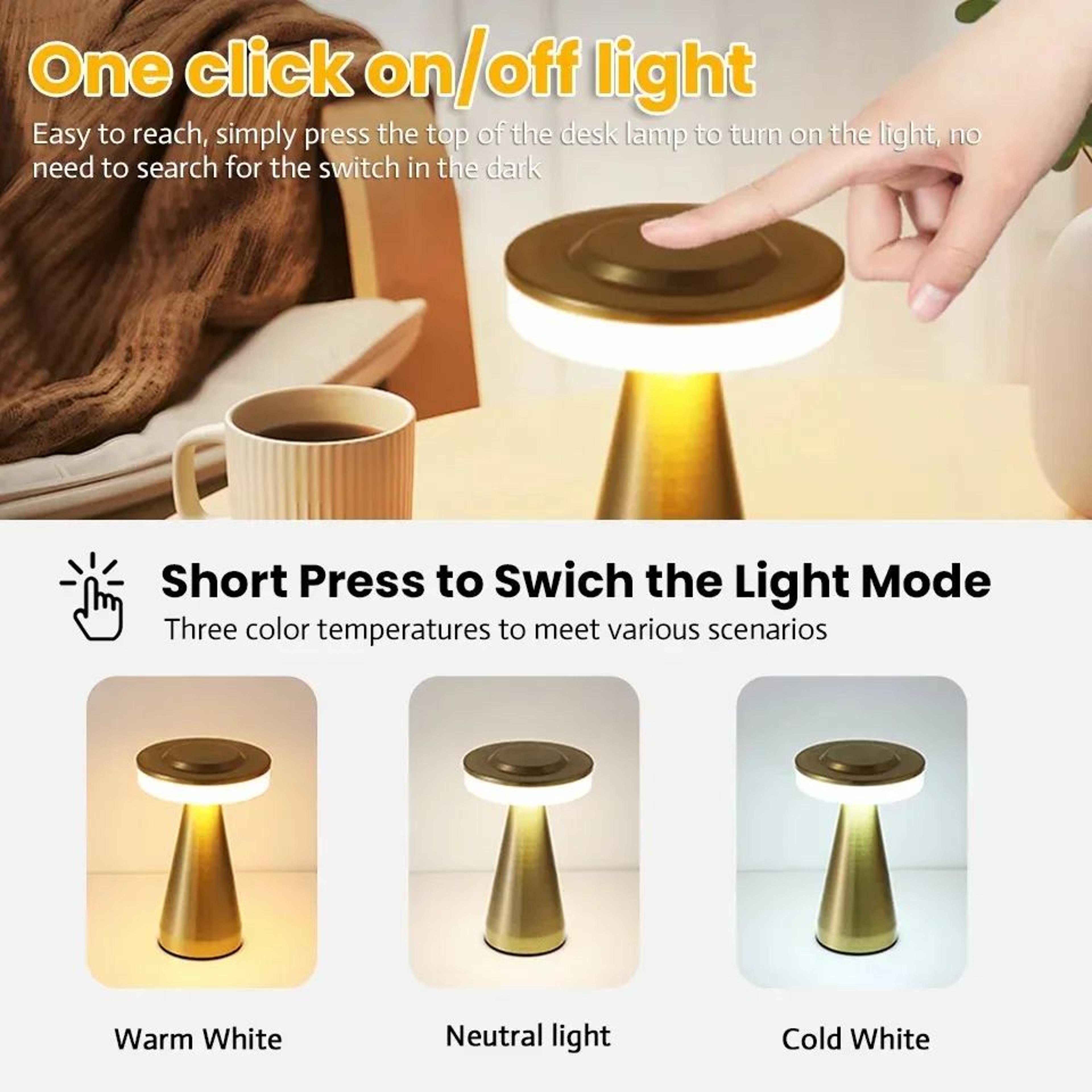 mushroom led cordless table lamp rechargeable touch sensor bedside night light