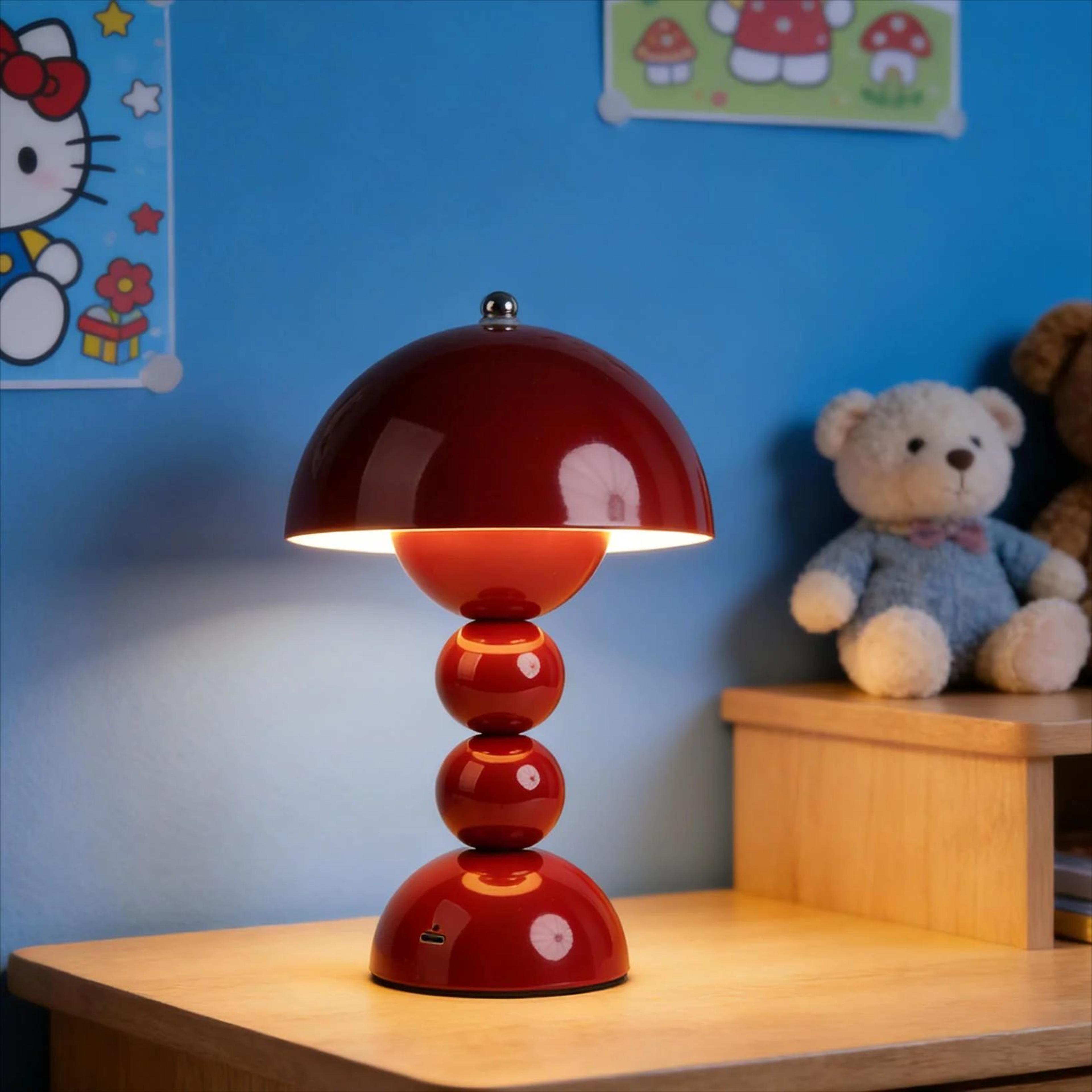 lunabloom mushroom table lamp – rechargeable led touch control bedside night light