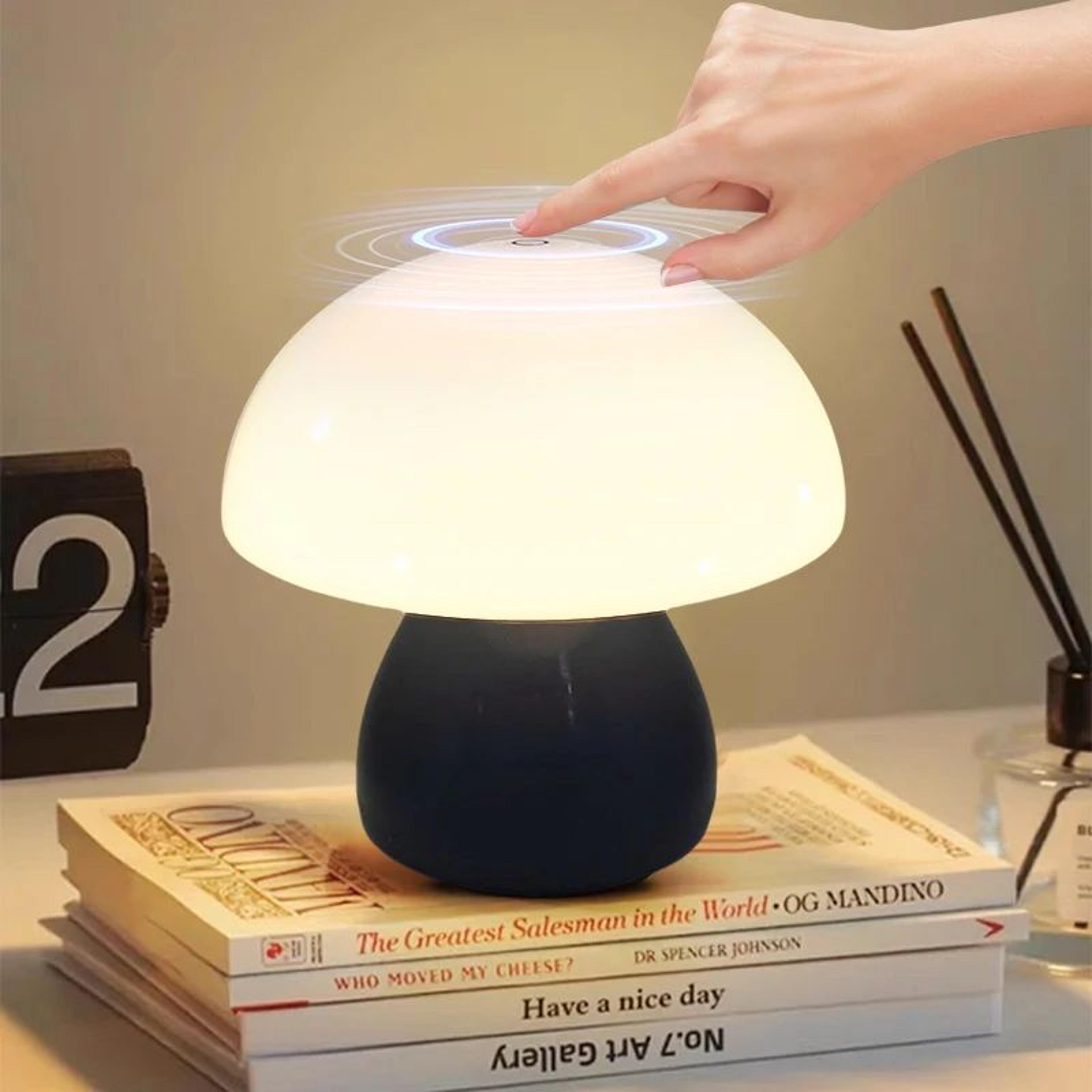 nordic rechargeable table lamp – touch bedside led desk lamp with mushroom design