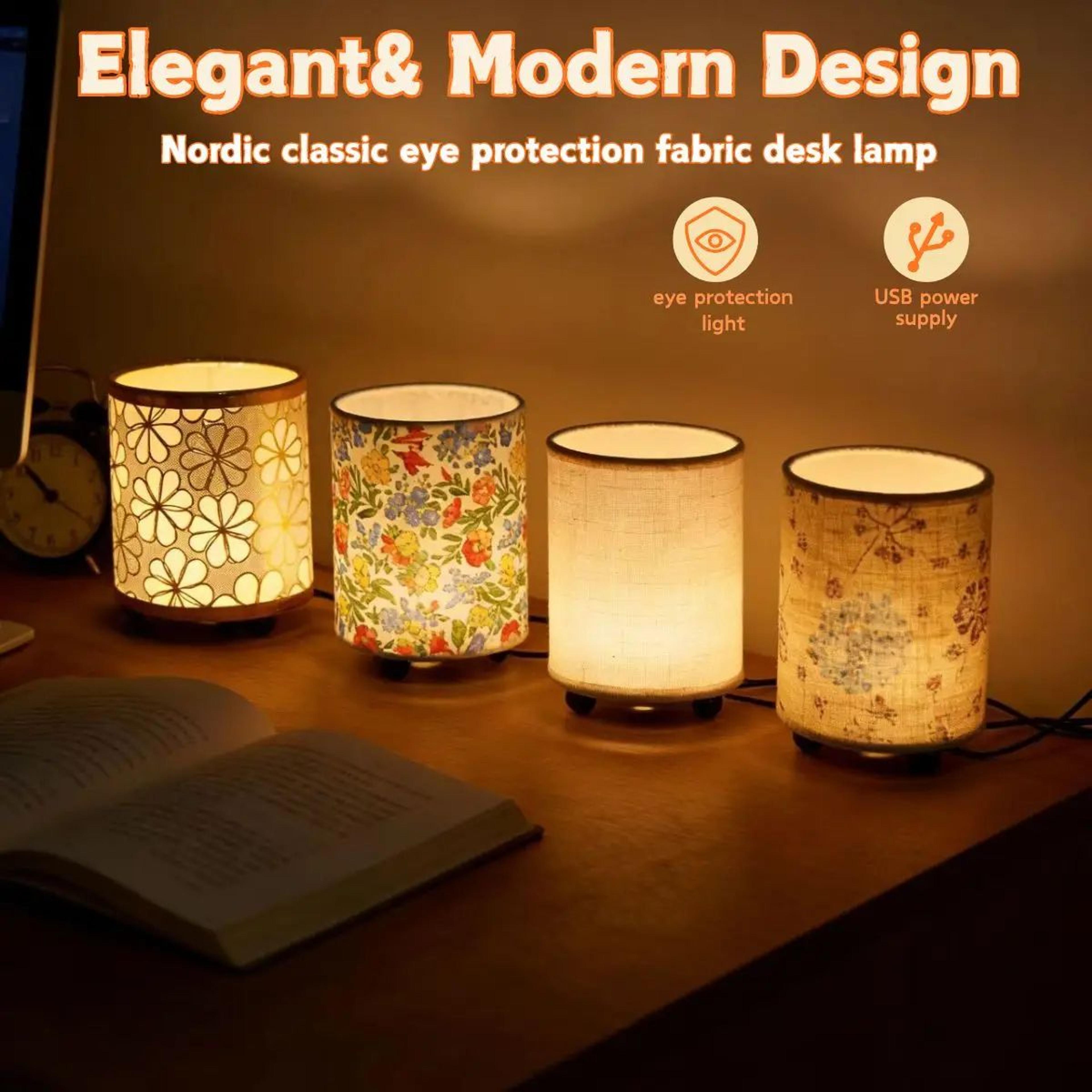 minimalist usb bedside lamp with fabric shade – warm light table lamp for bedroom & desk