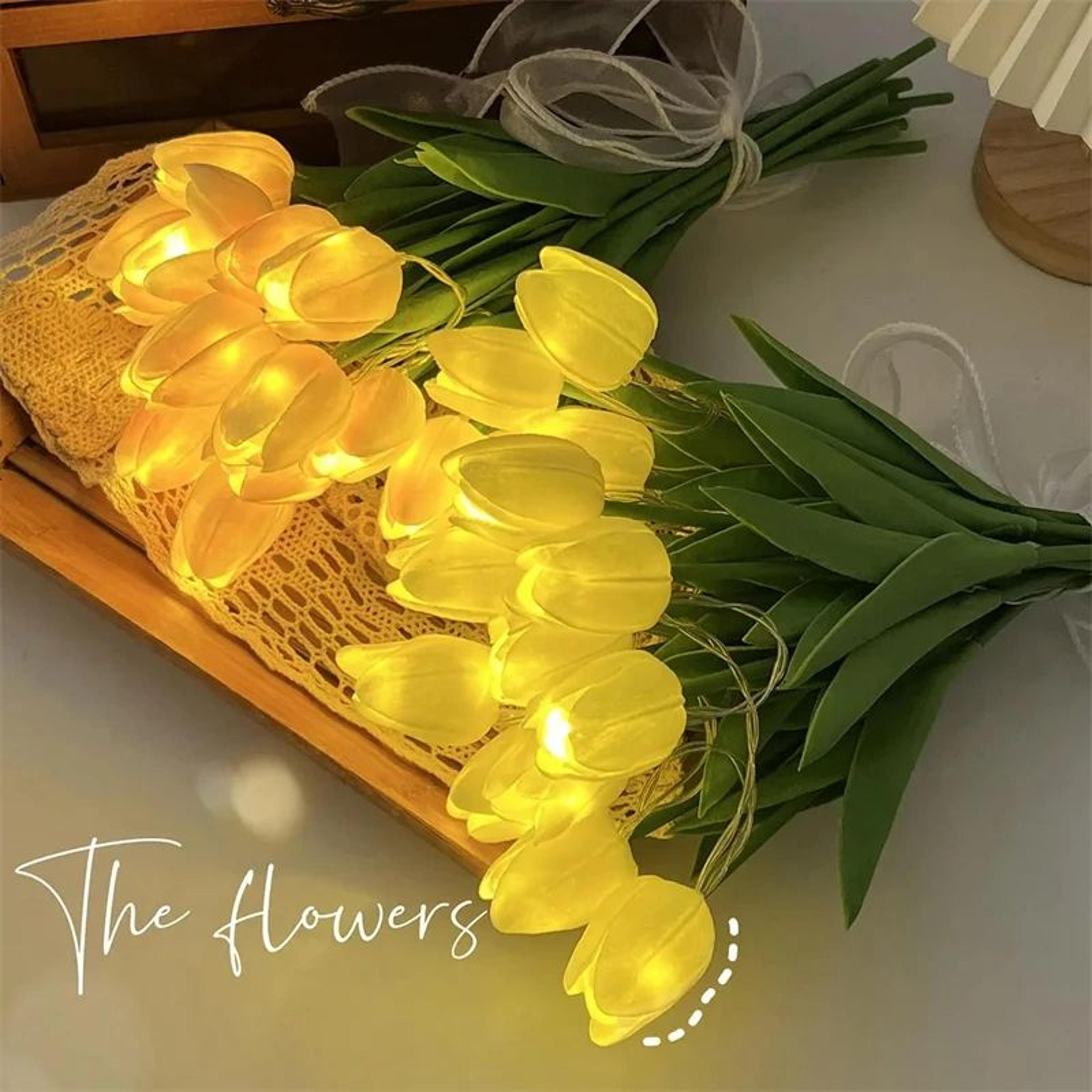 radiant led tulip night light – artificial tulip flowers bouquet table lamp for home decor & gifts