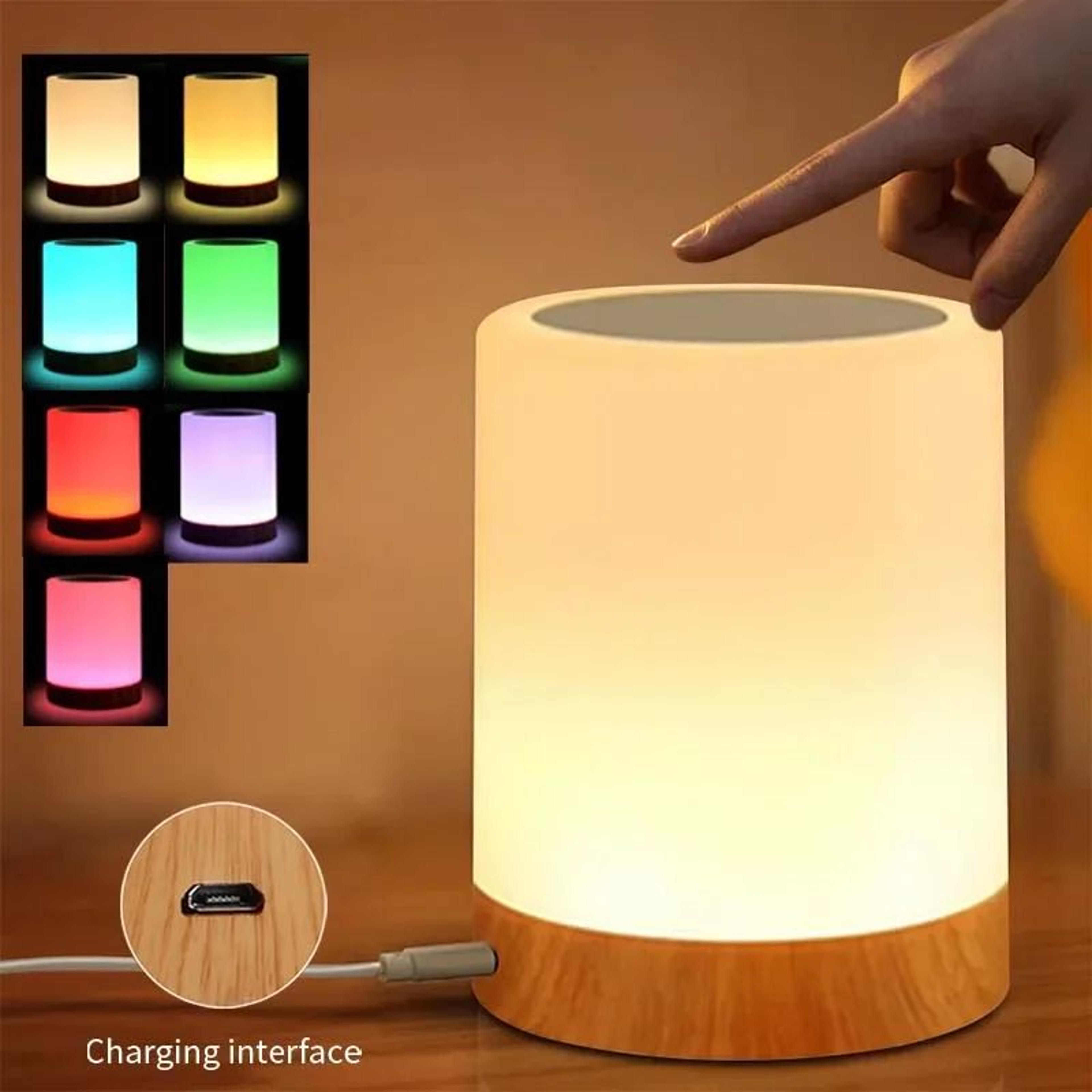 lumiglow rgb bedside lamp – rechargeable touch night light & led bedroom desk lamp