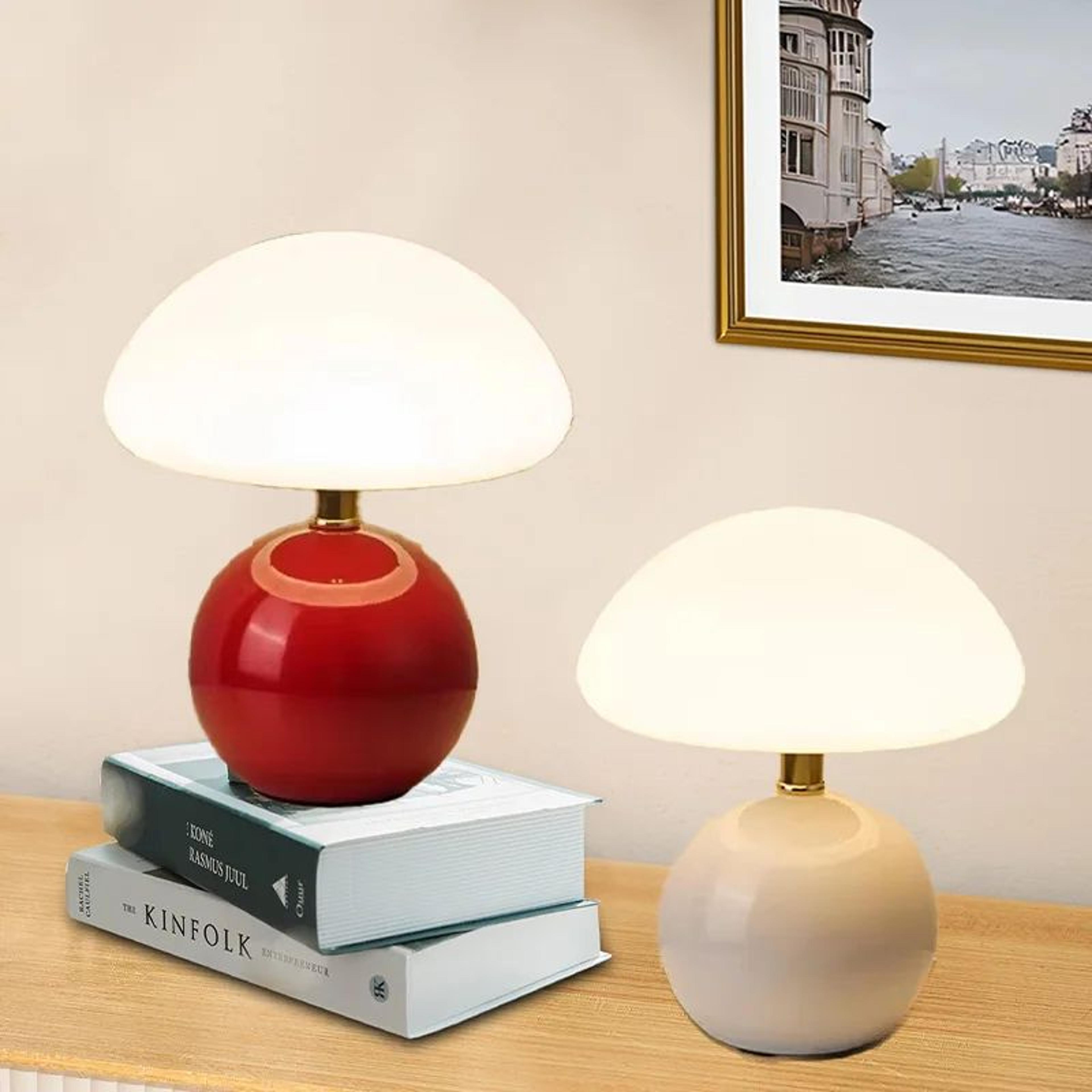 retro mushroom table lamp usb bedside led night light for bedroom & desk