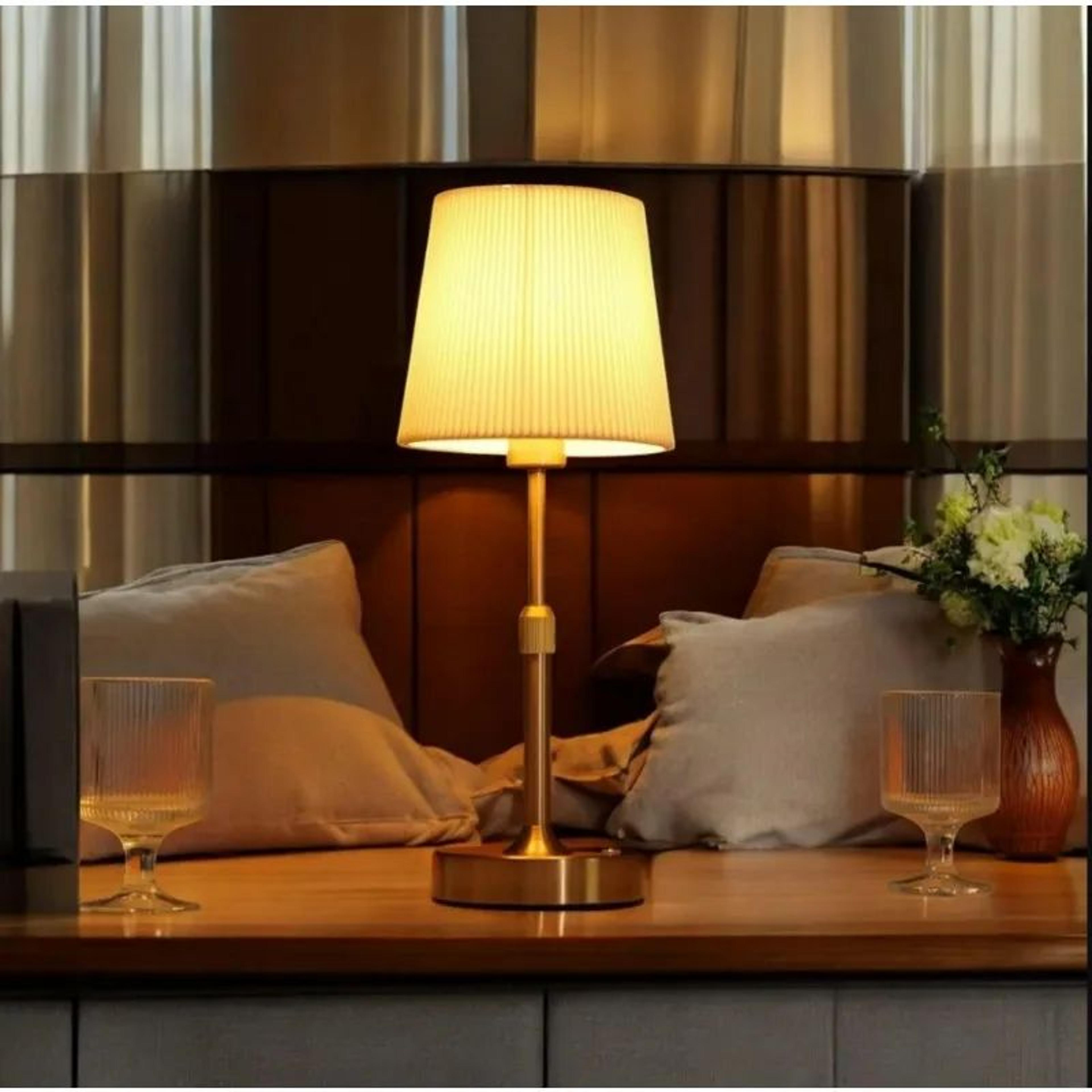 linenglow rechargeable table lamp with touch control & replaceable bulb