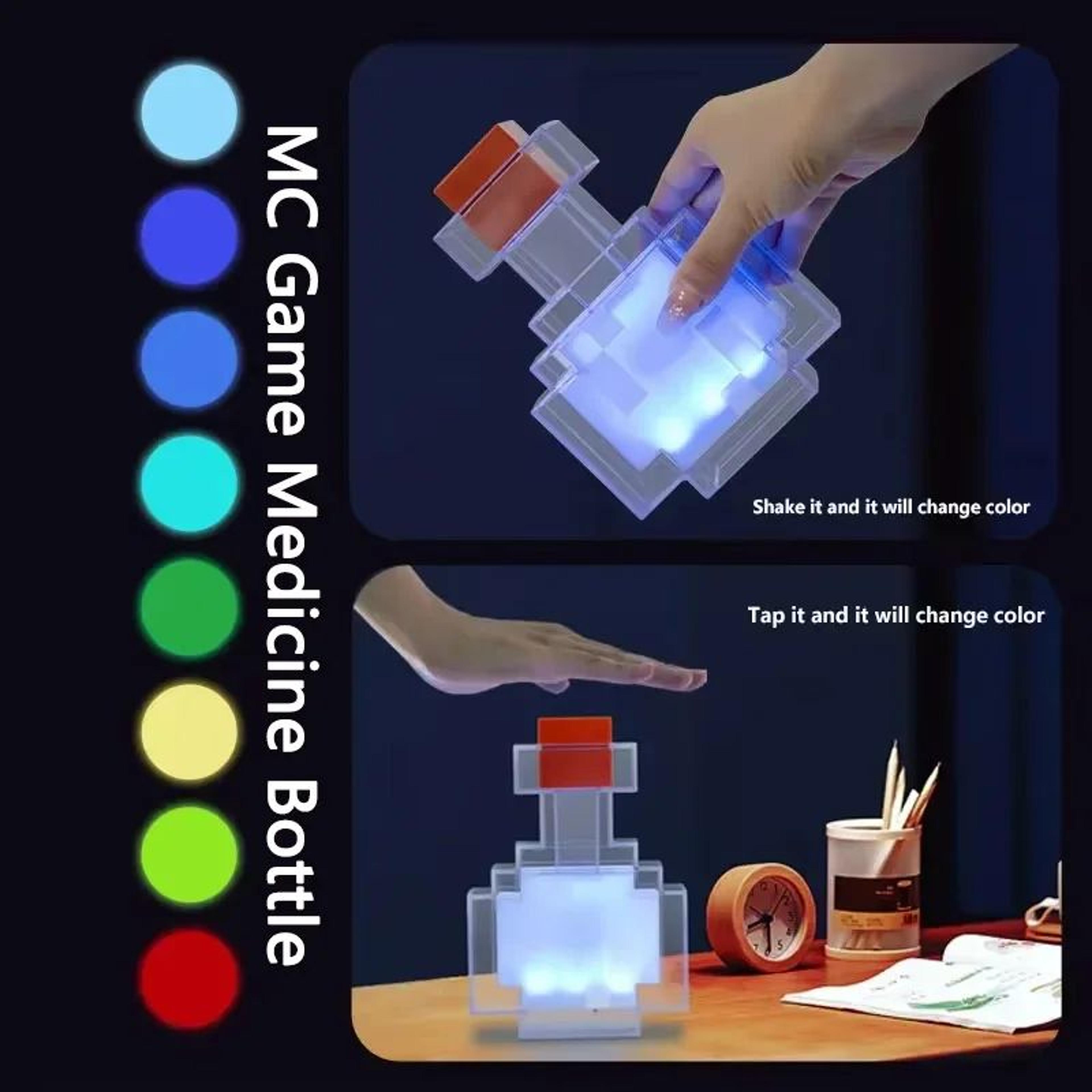 pixel potion led night light – rechargeable minecraft bedside lamp for kids & gamers