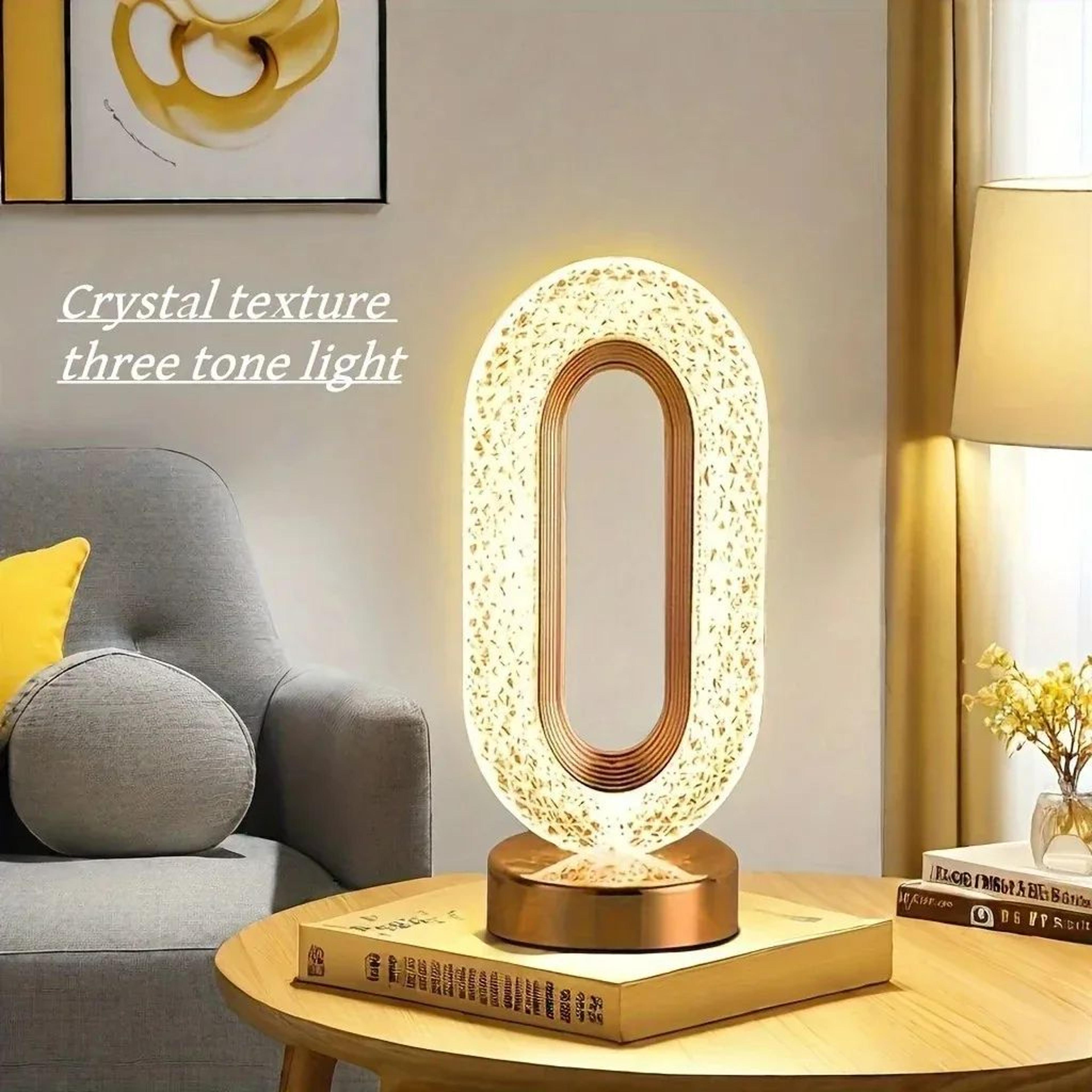 crystal table lamp with usb rechargeable led night light for bedroom & desk