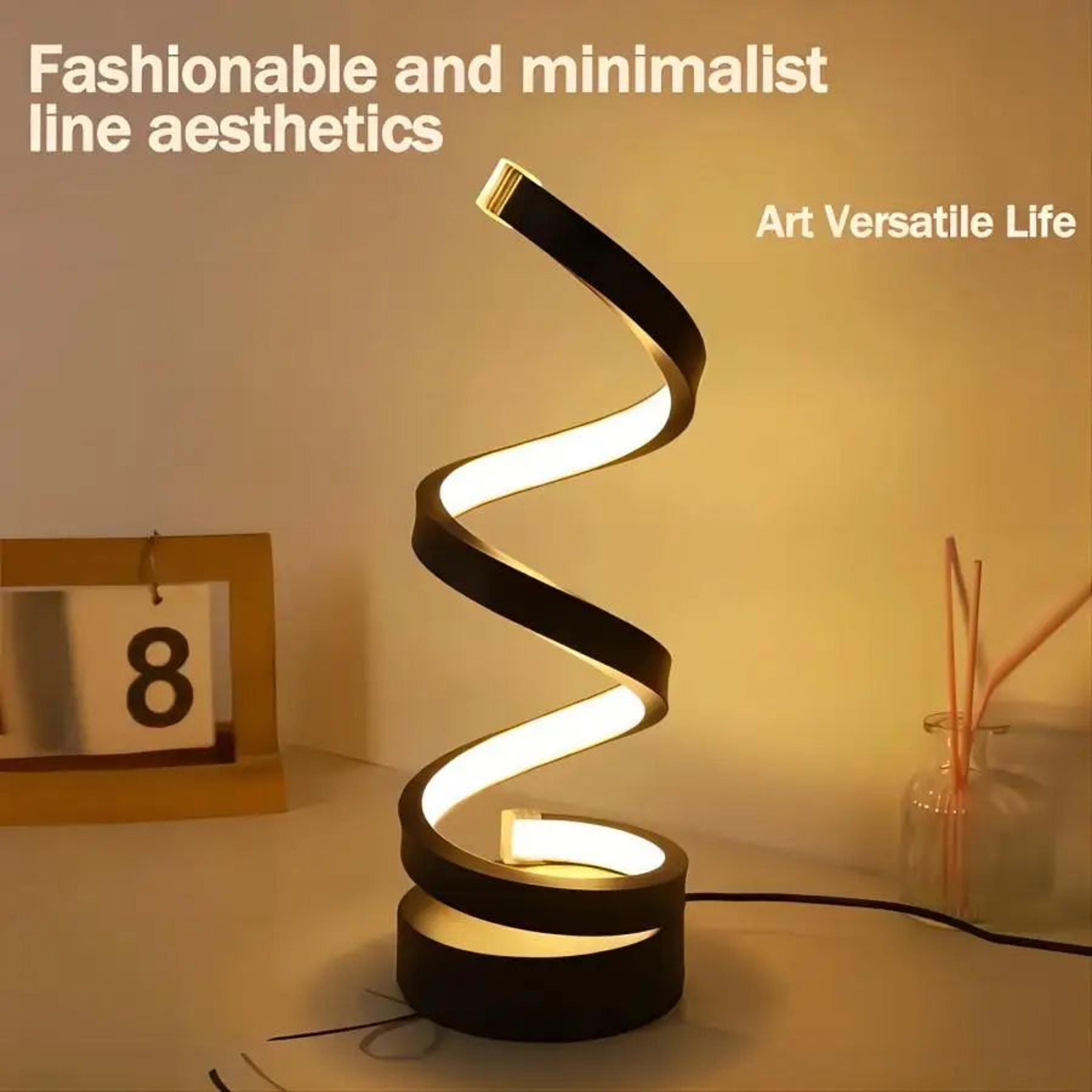 modern spiral led table lamp – dimmable bedside nightstand lamp for bedroom, living room & office