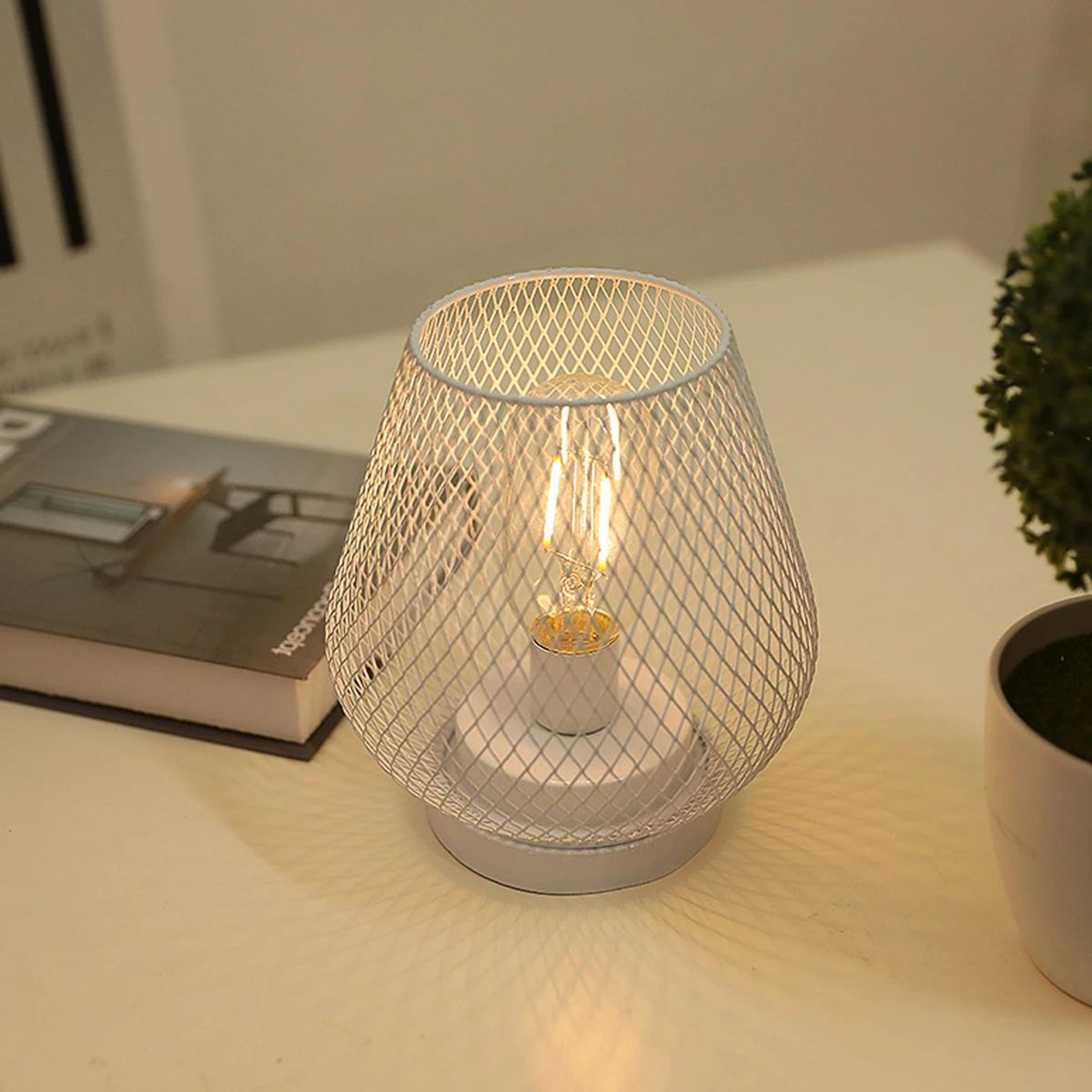 industrial table lamp – vintage birdcage led night light for bedroom & home decor