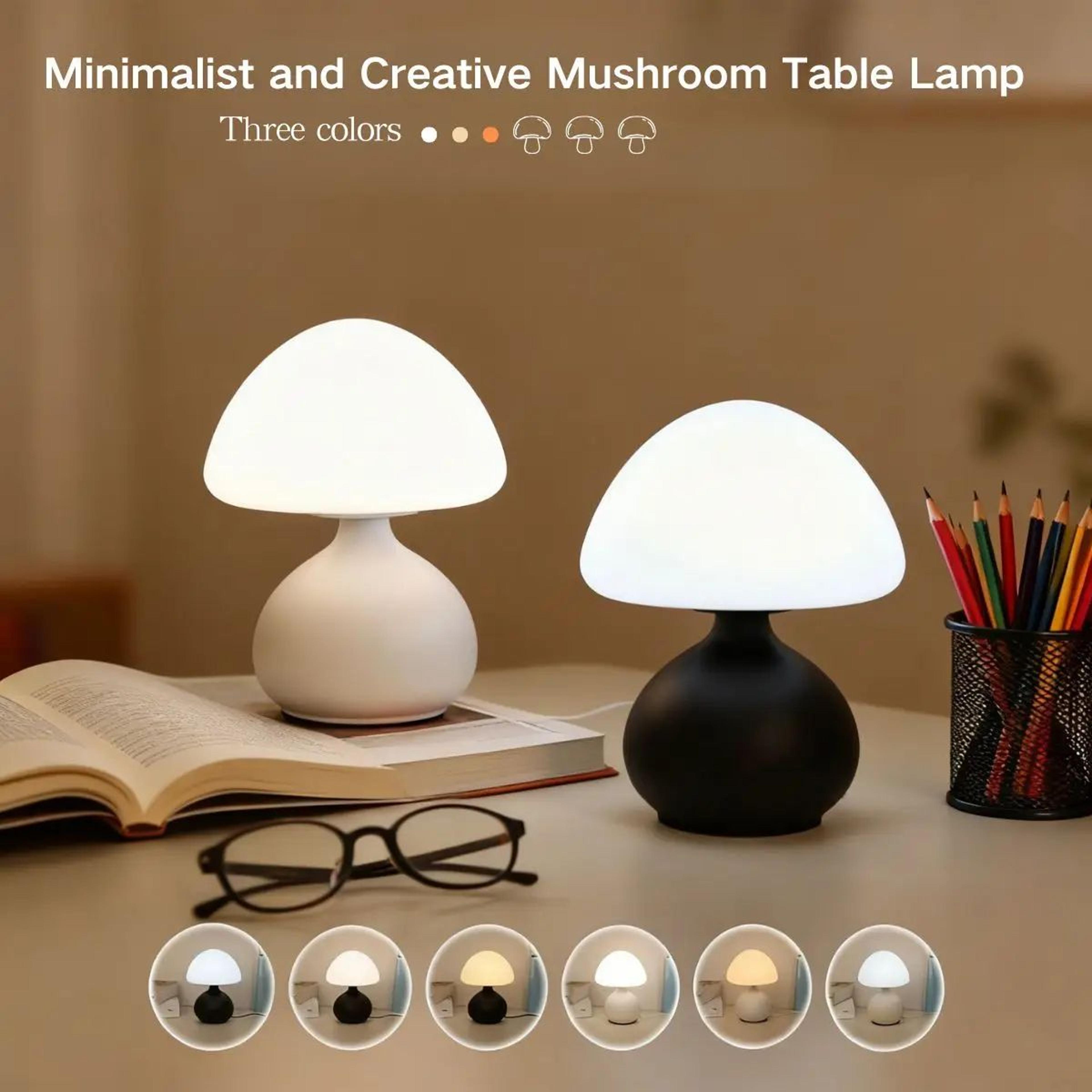 usb mushroom lamp – 3-color led desk lamp with warm white dimmable night light