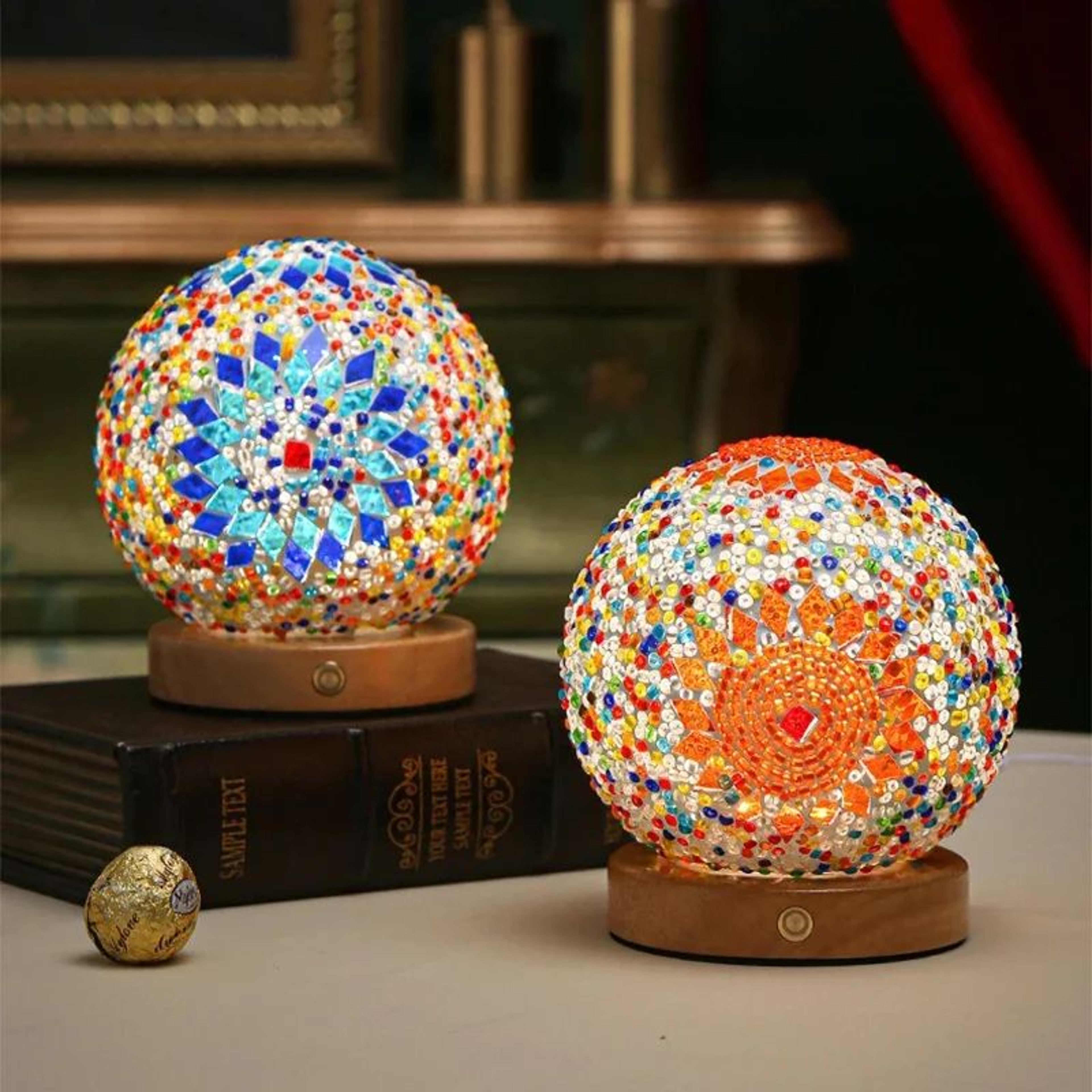 bohemian stained glass usb led desk lamp with warm dimmable light