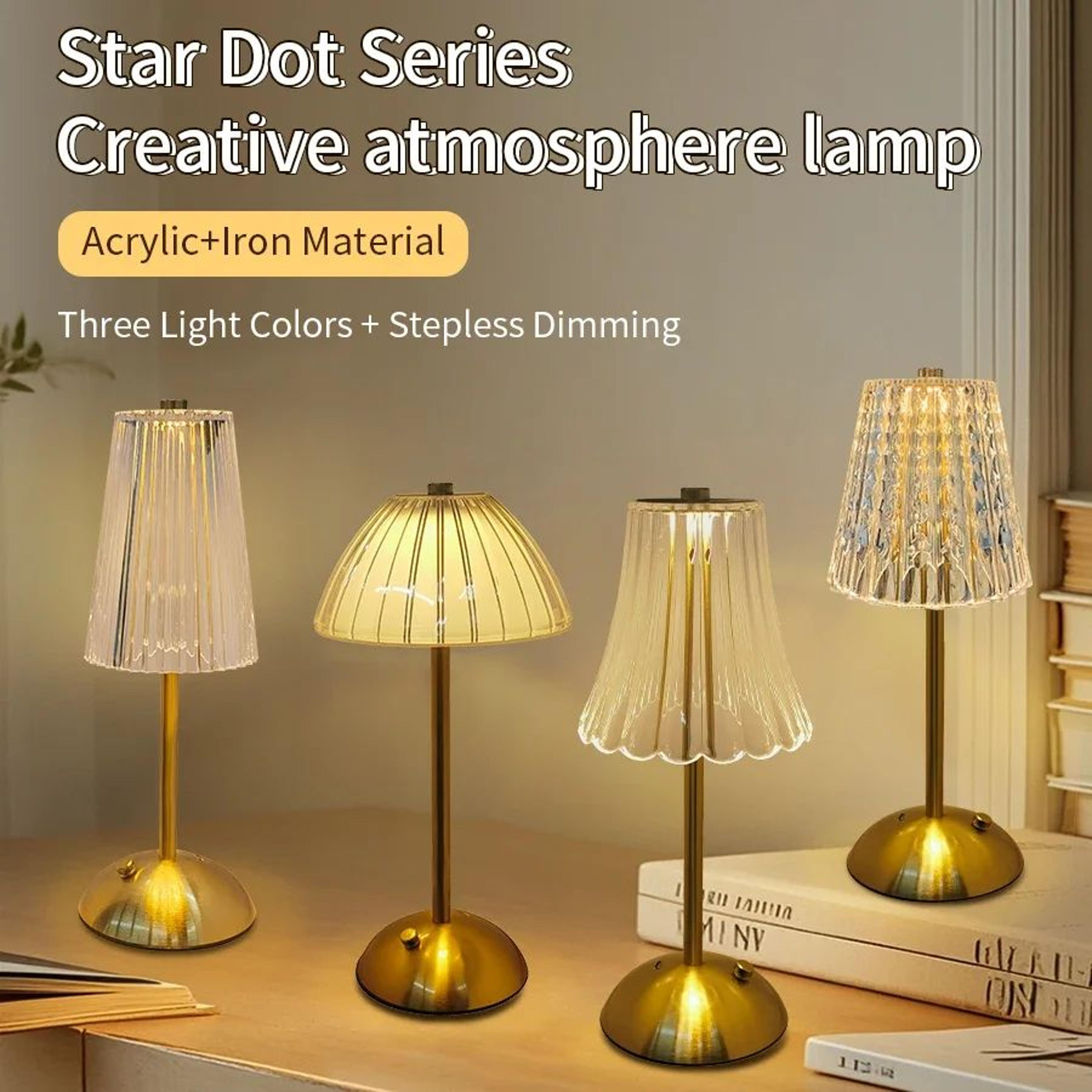 led crystal desk lamp with usb rechargeable touch dimming for bedroom & home decor