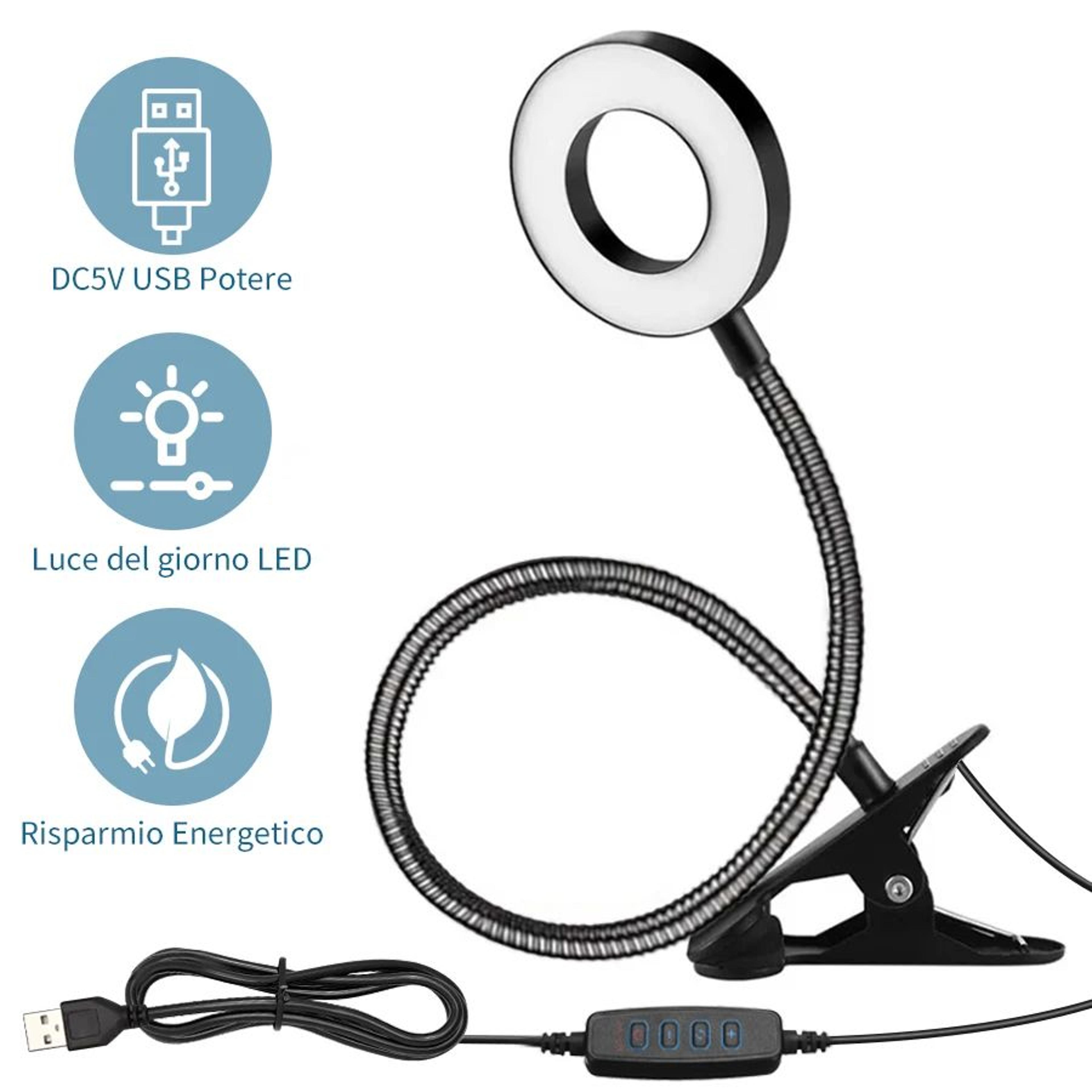 lumiflex clip-on desk lamp – led reading light with flexible gooseneck & 3 color modes