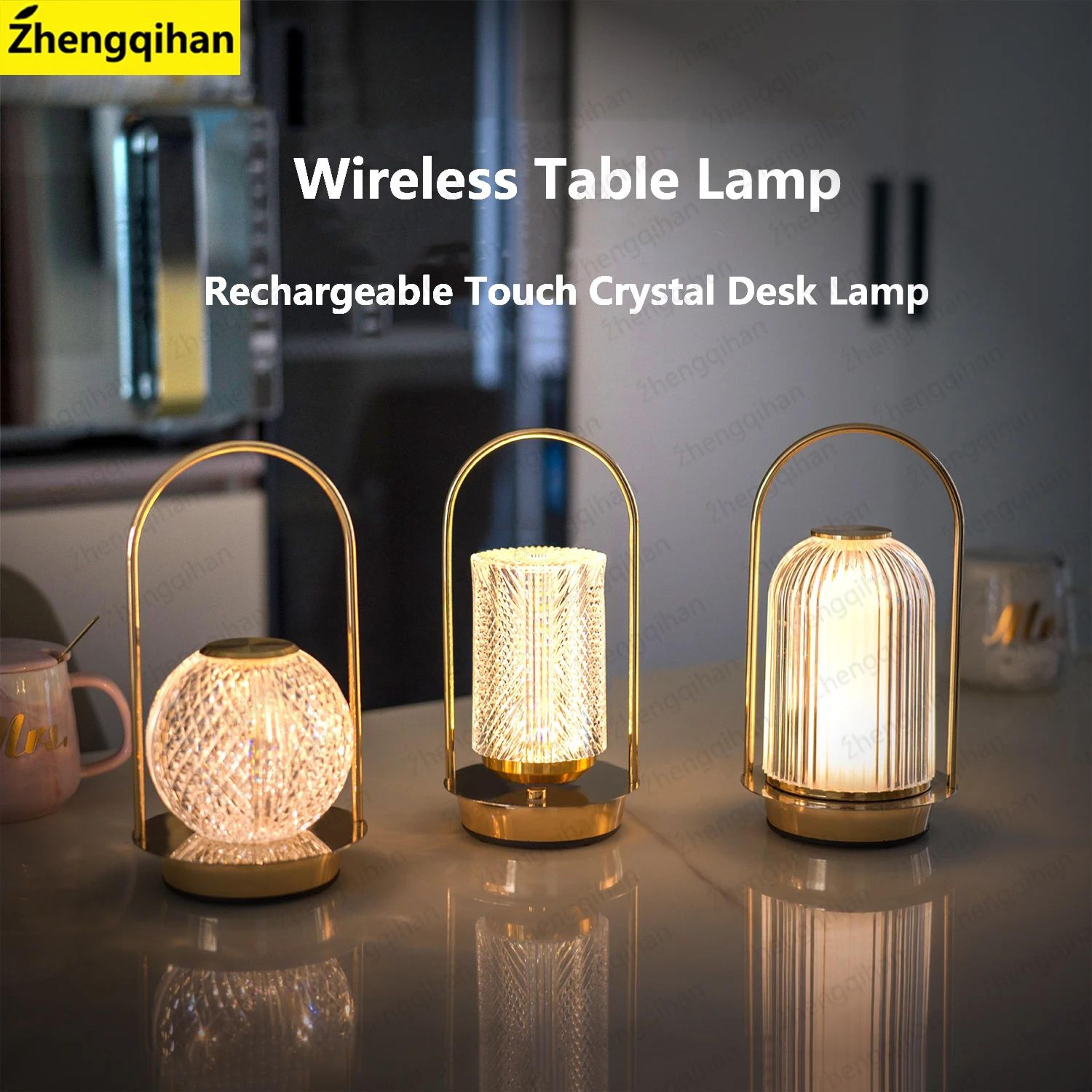 luxeglow rechargeable crystal led table lamp with touch control for bedroom & home decor
