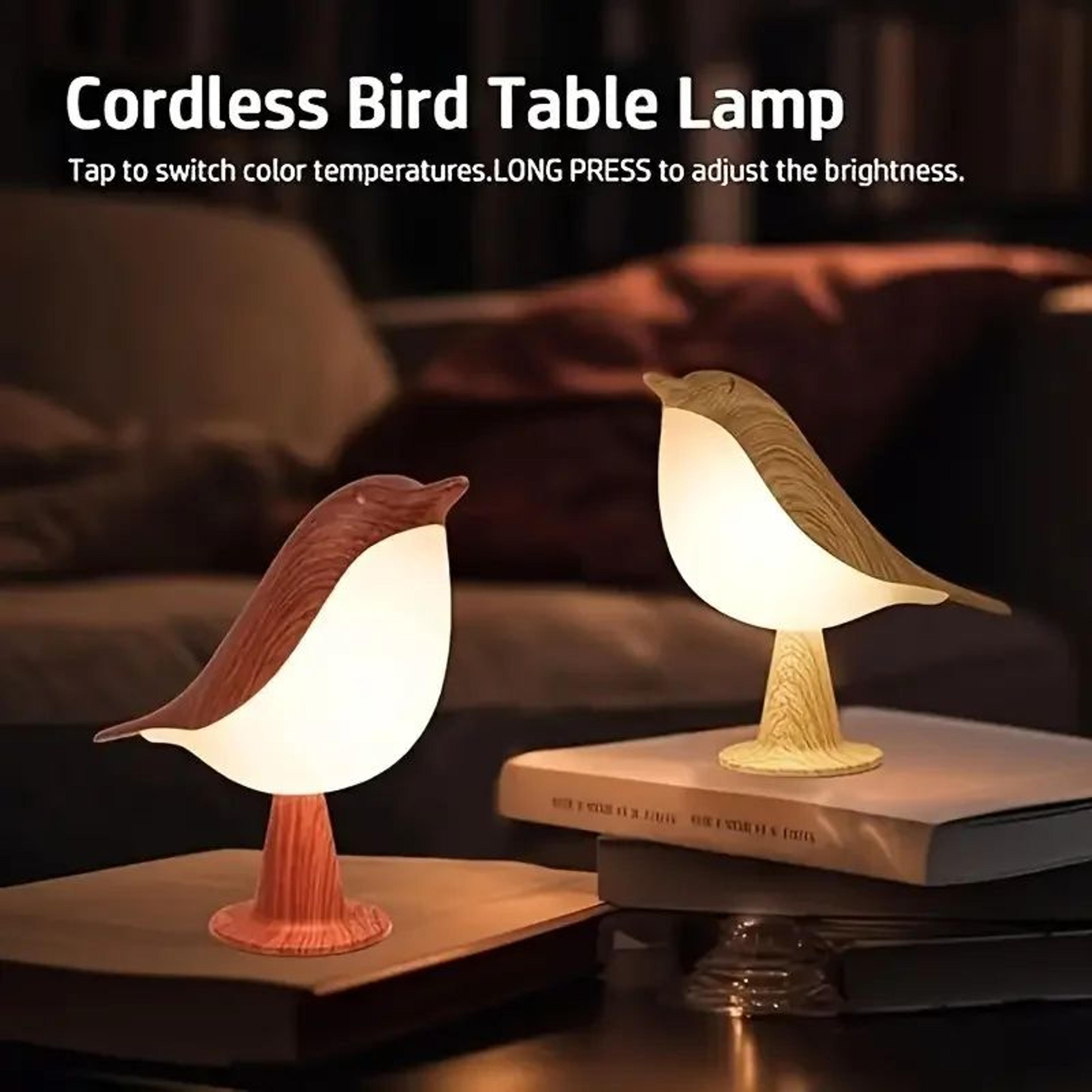 lumibird rechargeable bird night light – touch control cordless led bedside lamp