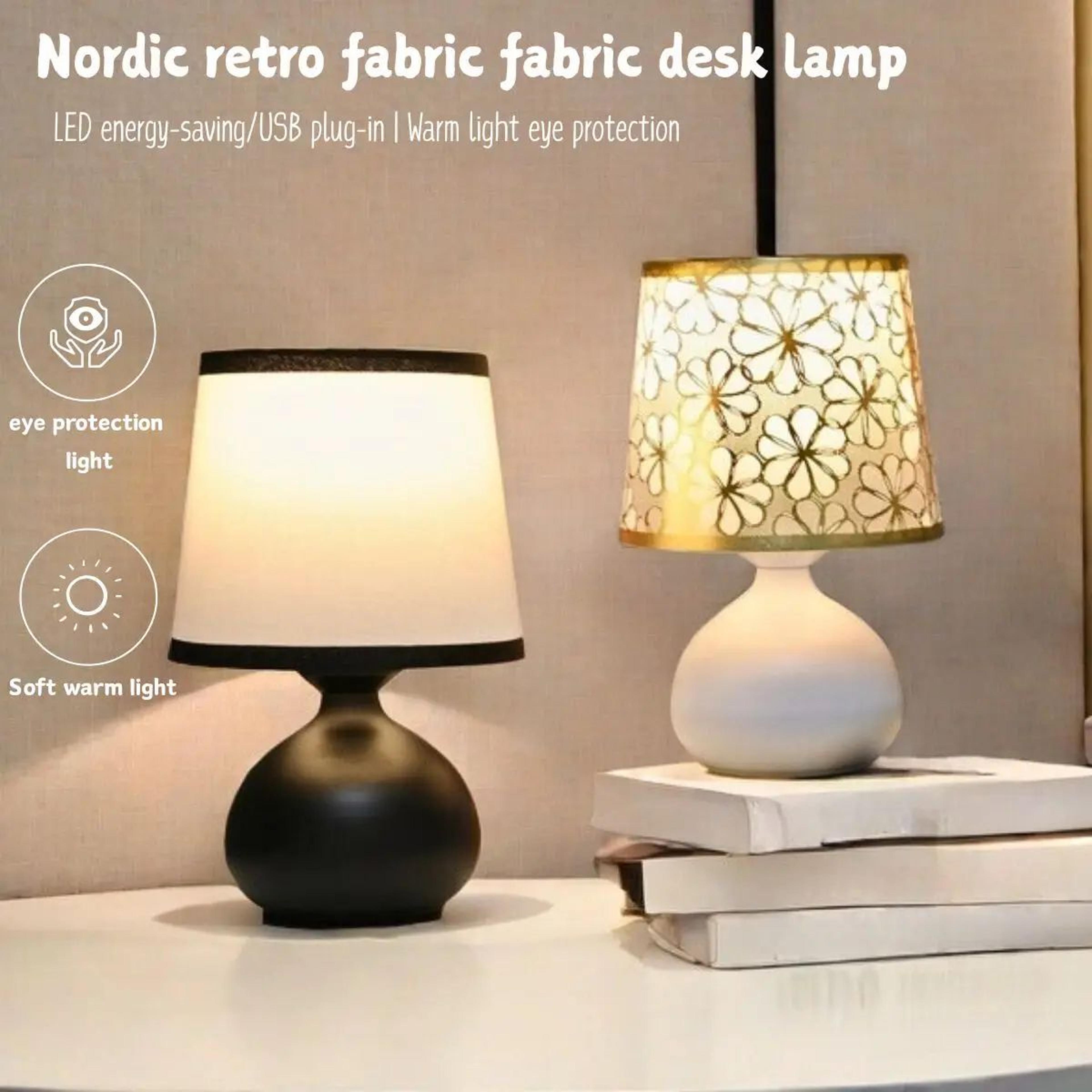 modern usb bedside lamp with fabric shade – warm led desk lamp for bedroom & nightstand