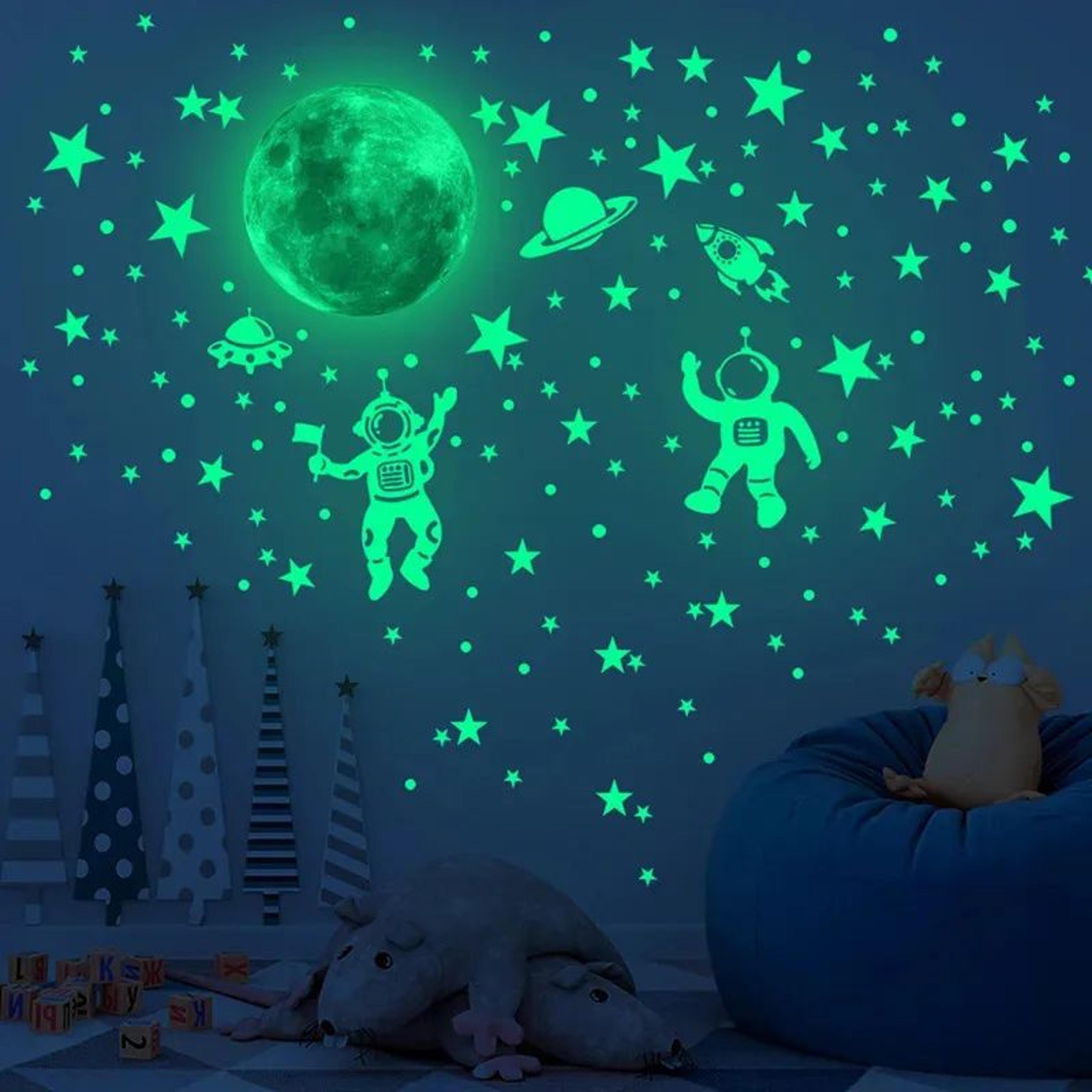 glow-in-the-dark stars and moon wall decals for kids bedrooms