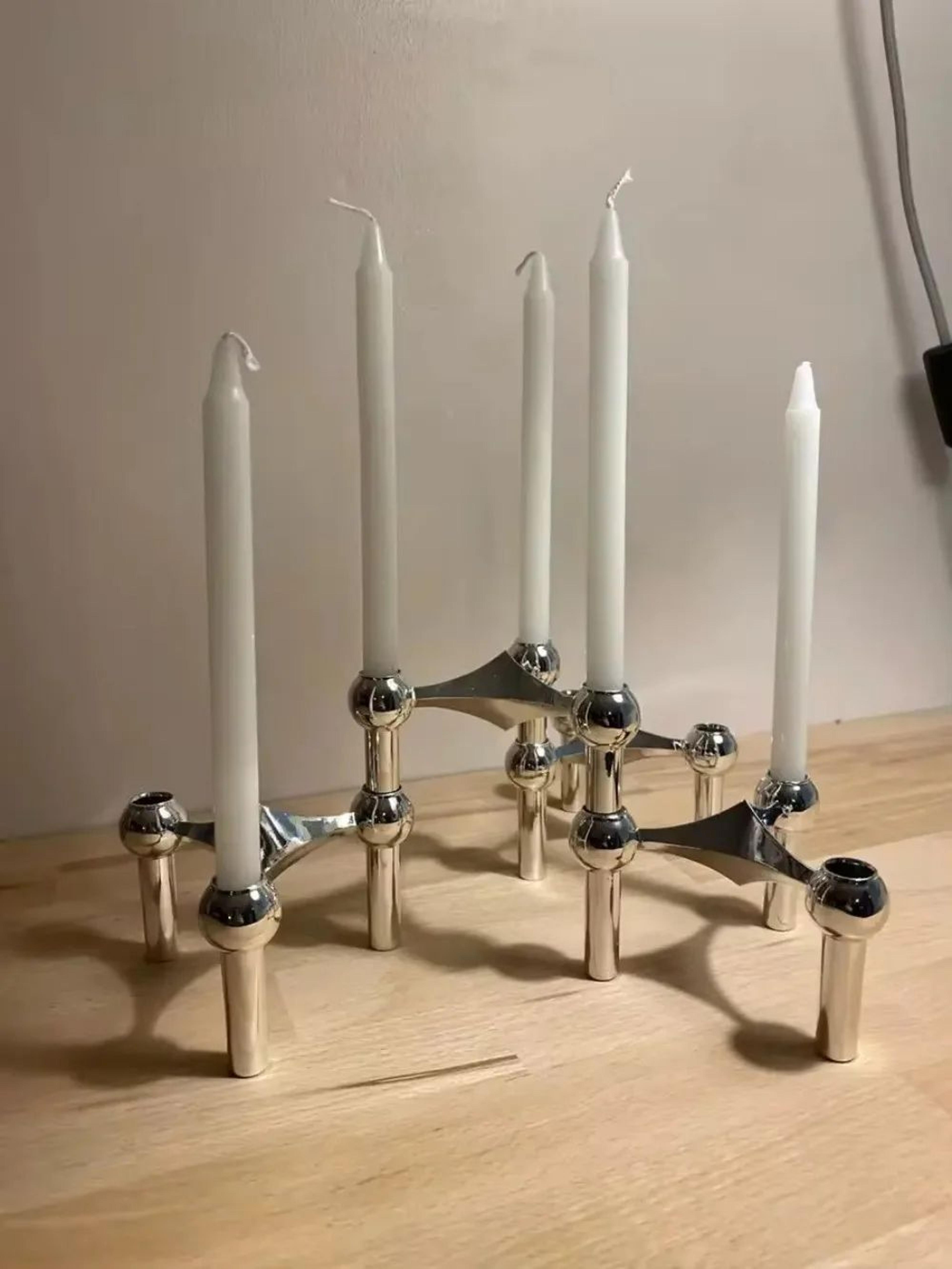 nordic molecular geometric candle holder – silver modern candelabra centerpiece