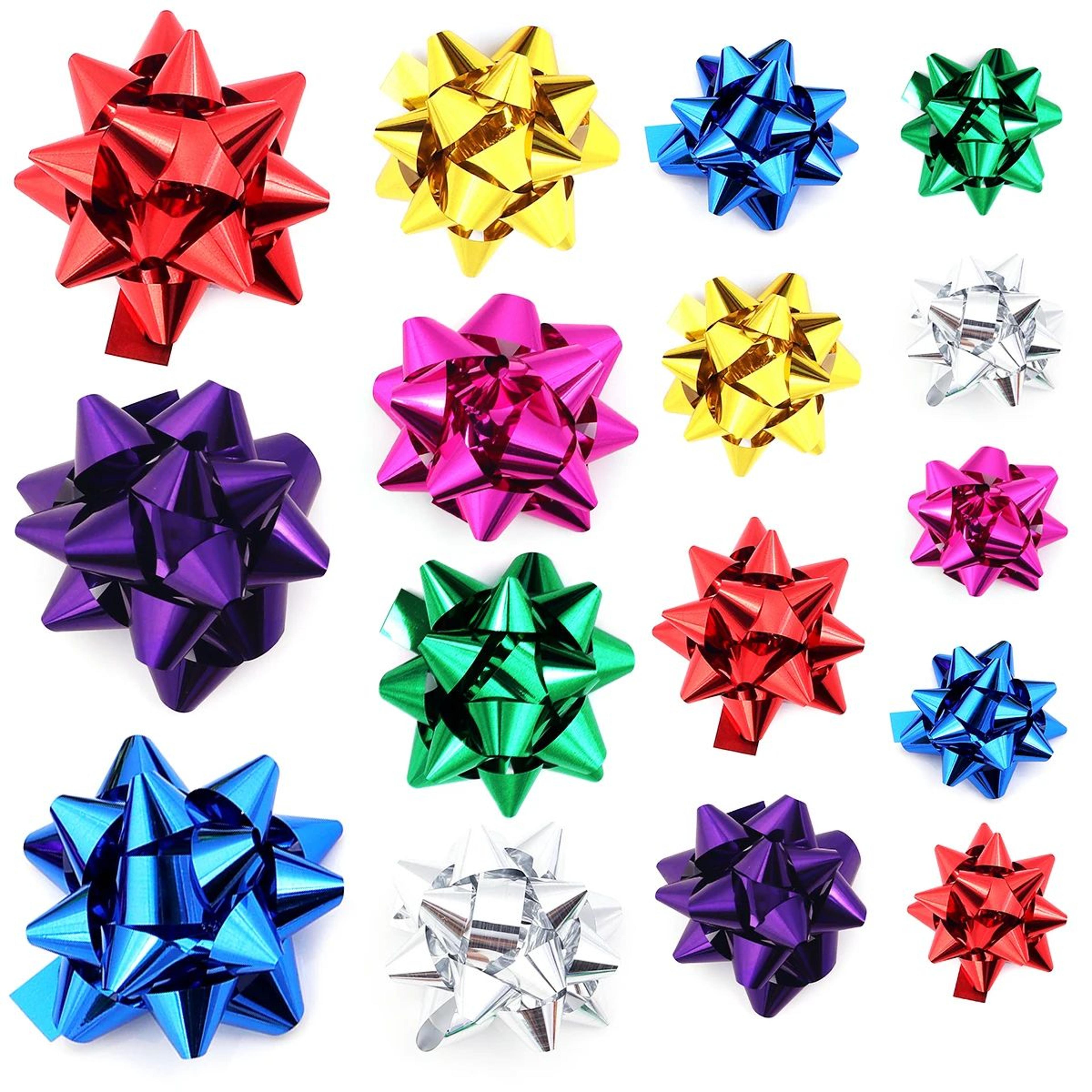 mini star gift bows self-adhesive multicolor present wrapping bows