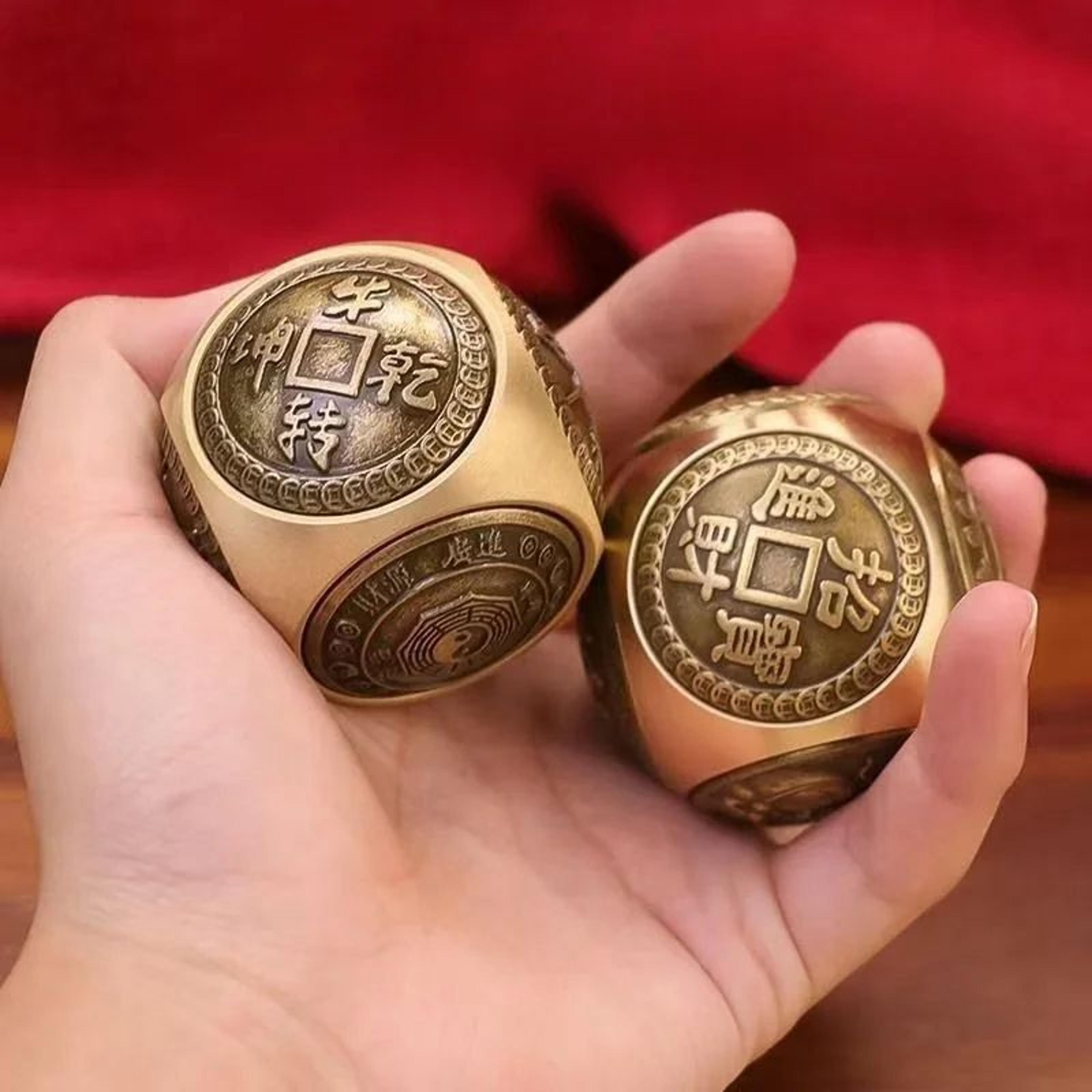 lucky six-face chinese coin spinner stress relief fidget toy